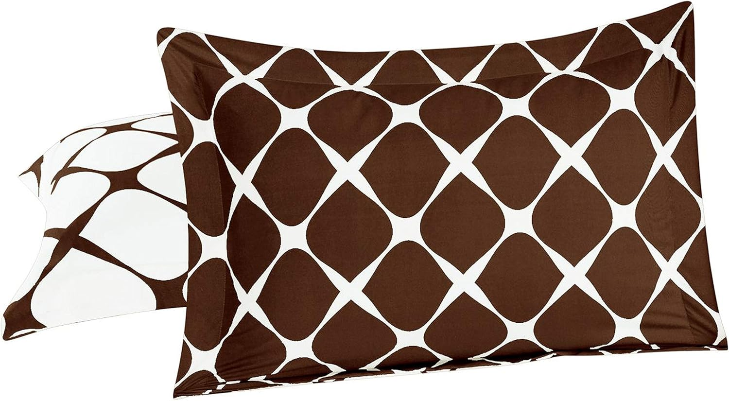 Elegant Comfort Luxury Soft and Cozy 1500 Thread Count Premium Hotel Quality 2-Piece Milano Trellis Pattern 2-Tone Printed Reversible Duvet Cover Set with Sham, Twin/Twin XL, Chocolate Brown image number 7