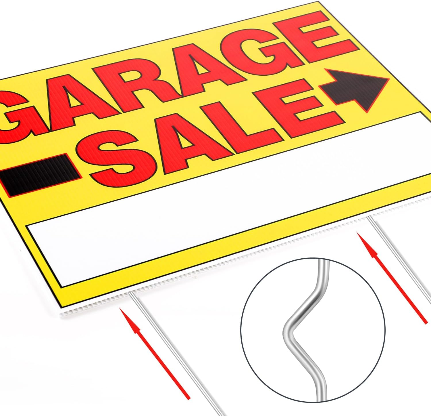 6Pcs Garage Sale Signs with Stakes, 16X12In Double Sided Yard Sale Signs Garage Sale Arrow Tag Signs for Sales Event image number 1