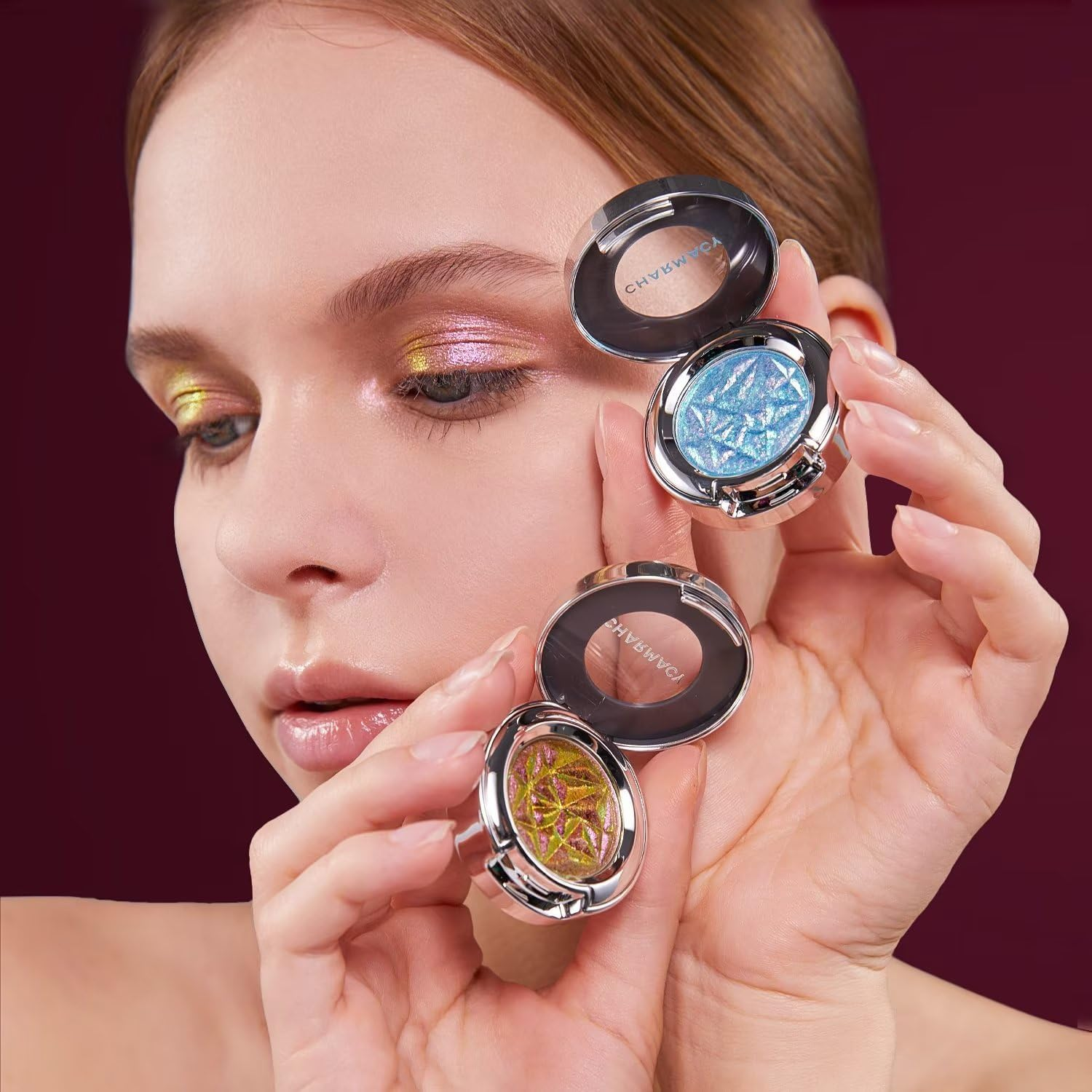CHARMACY Multichrome Eyeshadow, Insane Shifters Chameleon Eyeshadow, Creates High-Impact, Glitter Metallic Eye Looks, 100% Vegan and Cruelty Free, 1.9G (#809) image number 3