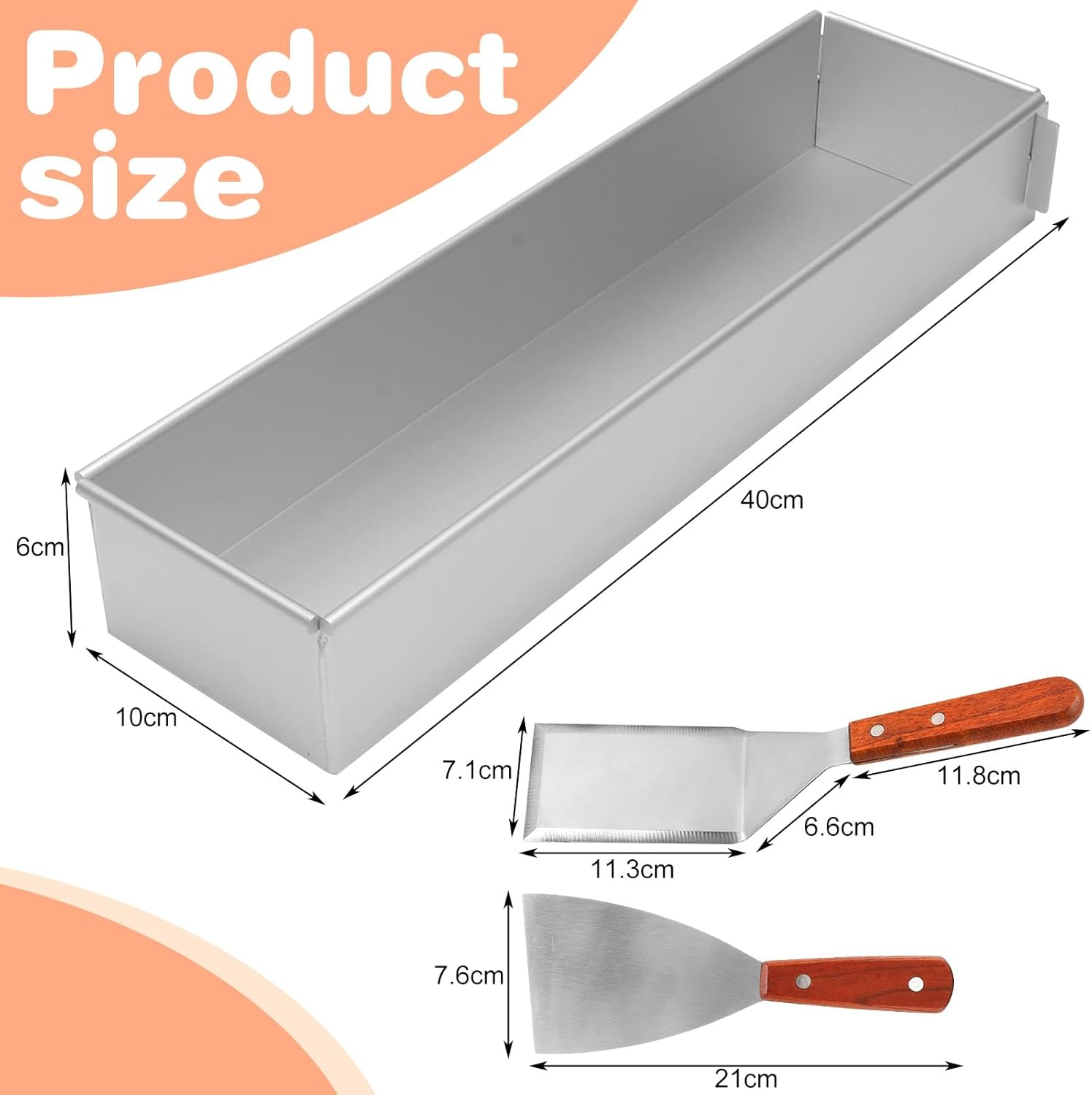 Rectangular Baking Mould 40 X 10 Cm, Adjustable Rectangular Mousse Cake Mould Made of Aluminium Alloy with 2 Spatulas Cake Mould Square for Cake Preparation Toast Bread Baking Layered Cakes image number 6