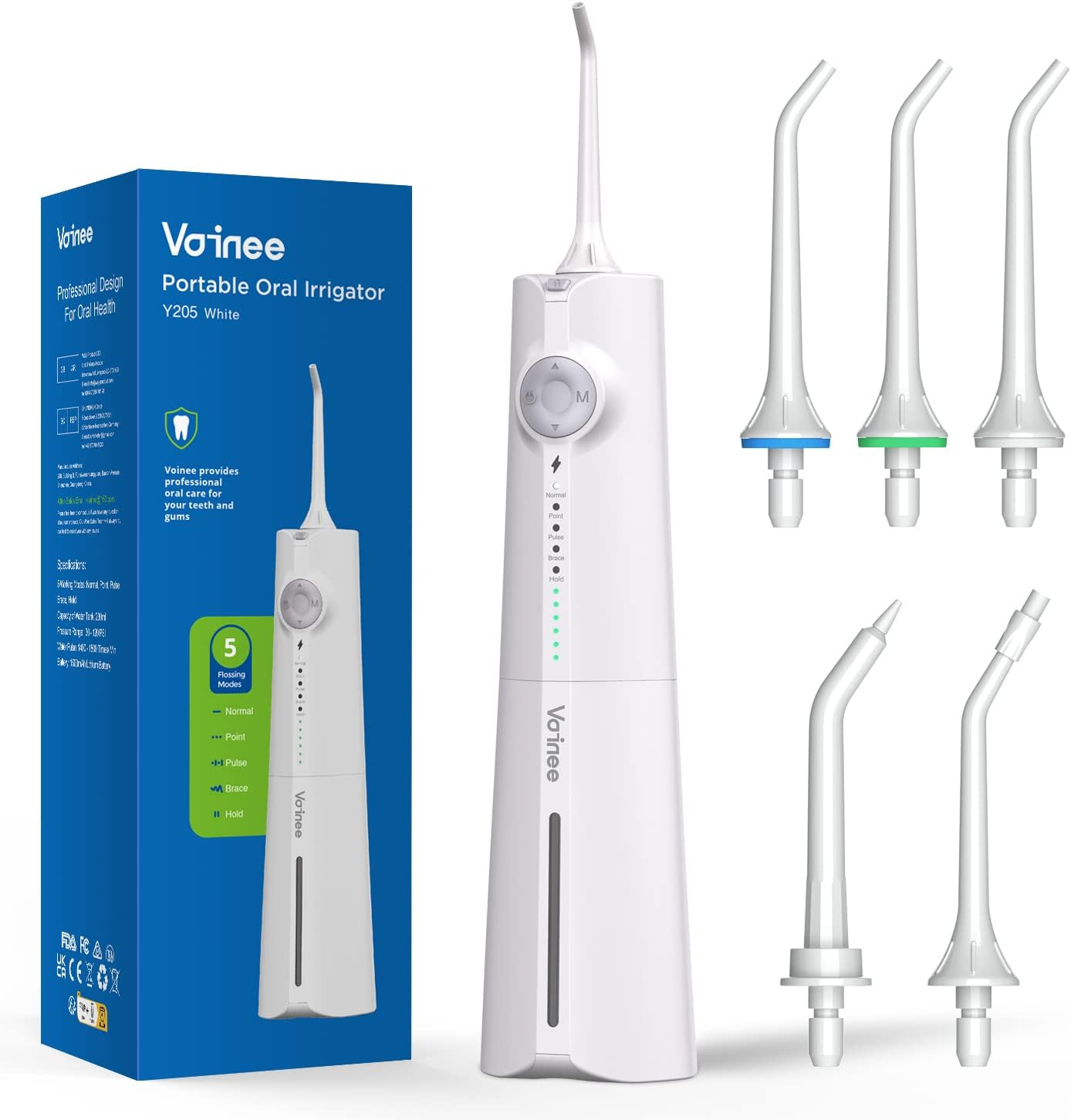 【2025 New Edition】Voinee Water Dental Flosser Oral Irrigator for Dental&Oral Care with 8 Tips 5 Modes 6 Pressure Levels IPX7 Waterproof 300ML Water Tank Low Noise Portable Cordless Rechargeable Teeth Cleaner for Home&Travel image number 5
