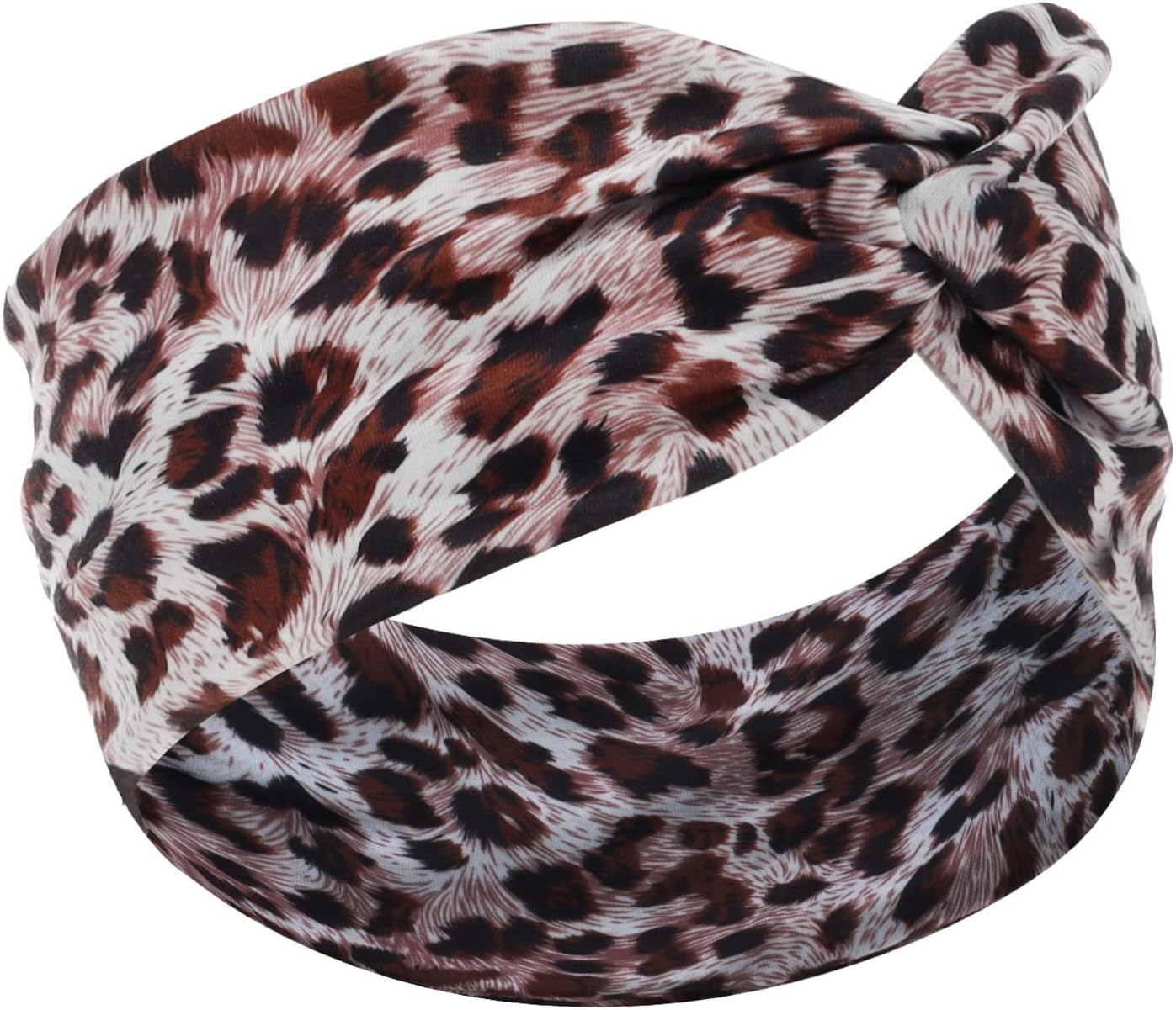 Woration Headband Yoga Leopard Print Cross Wide Elastic Headwear Head Wrap Hairband Twist Turban Knot Headwrap Hair Accessories for Women, Girls - Green