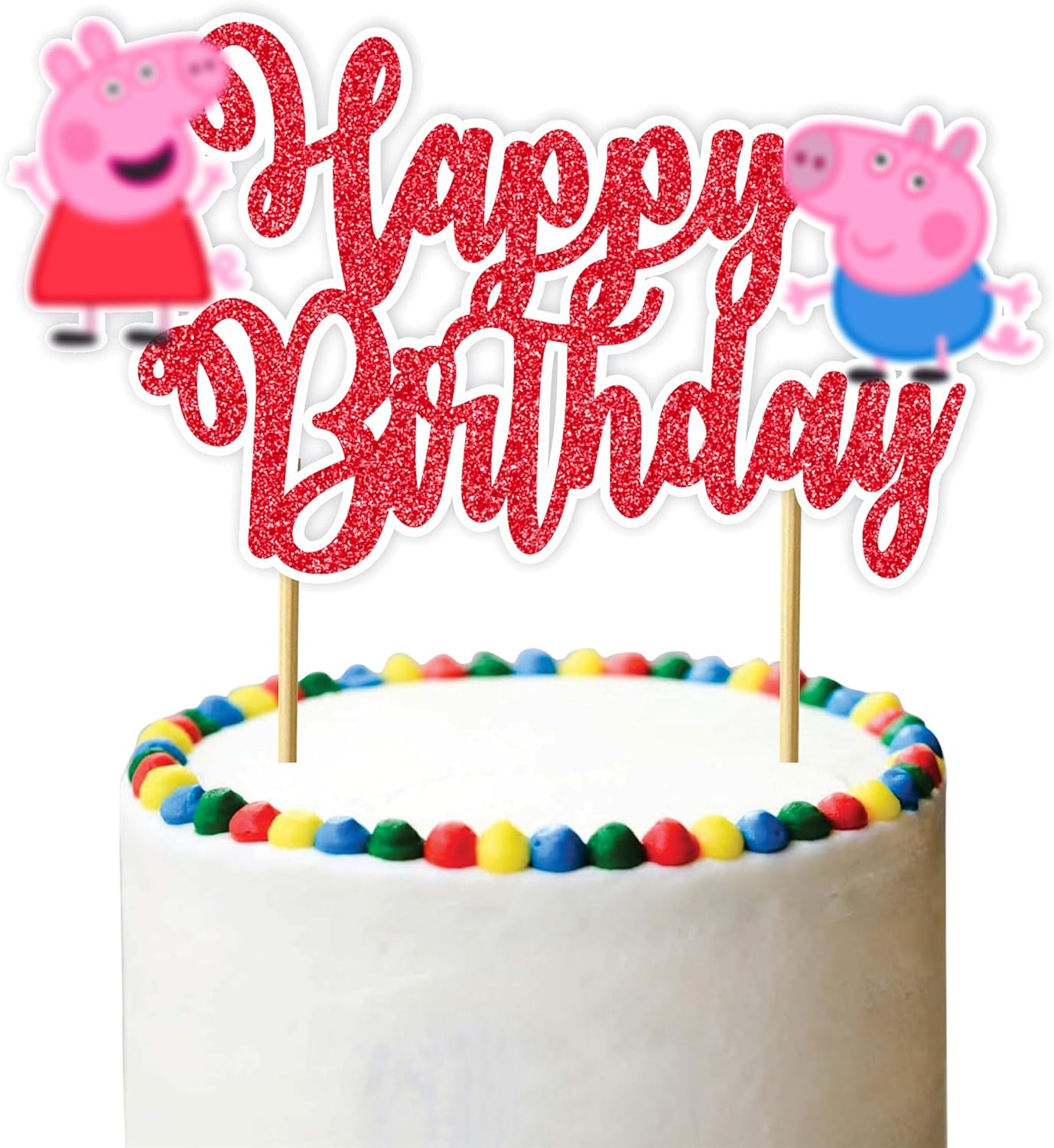 Pepa Pig Happy Birthday Cake Toppers &ndash; Fun & Colorful Party Decoration For| Perfect for Themed Birthdays & Dessert Table Decor image number 2