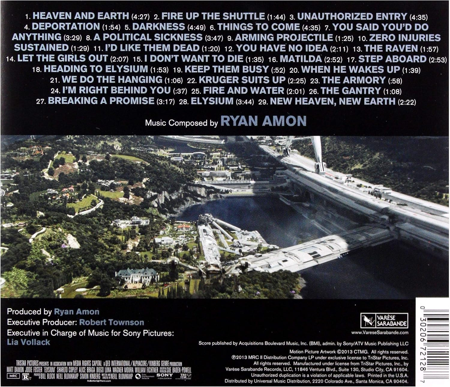 Varese Sarabande Ryan Amon Elysium (Original Motion Picture Soundtrack) CD image number 1