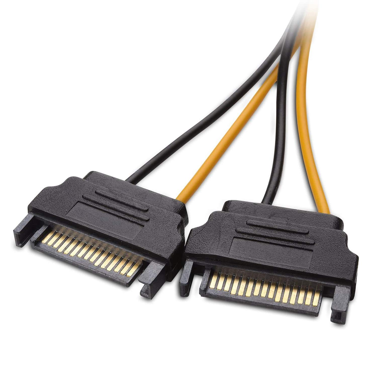 6 Pin Pcie to Dual SATA 15 Pin Male Power Cable, 2X 15-Pin SATA Male to 6 Pin Pci-Express Female Video Card Power Adapter Cable (20Cm/8Inch) image number 3