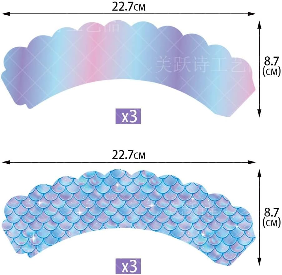 Mermaid Happy Birthday Banner Cake Toppers Hanging Swirls Cupcake Toppers under the Sea Little Mermaid Themed Birthday Decor for Mermaid Princess Birthday and Shower. image number 5