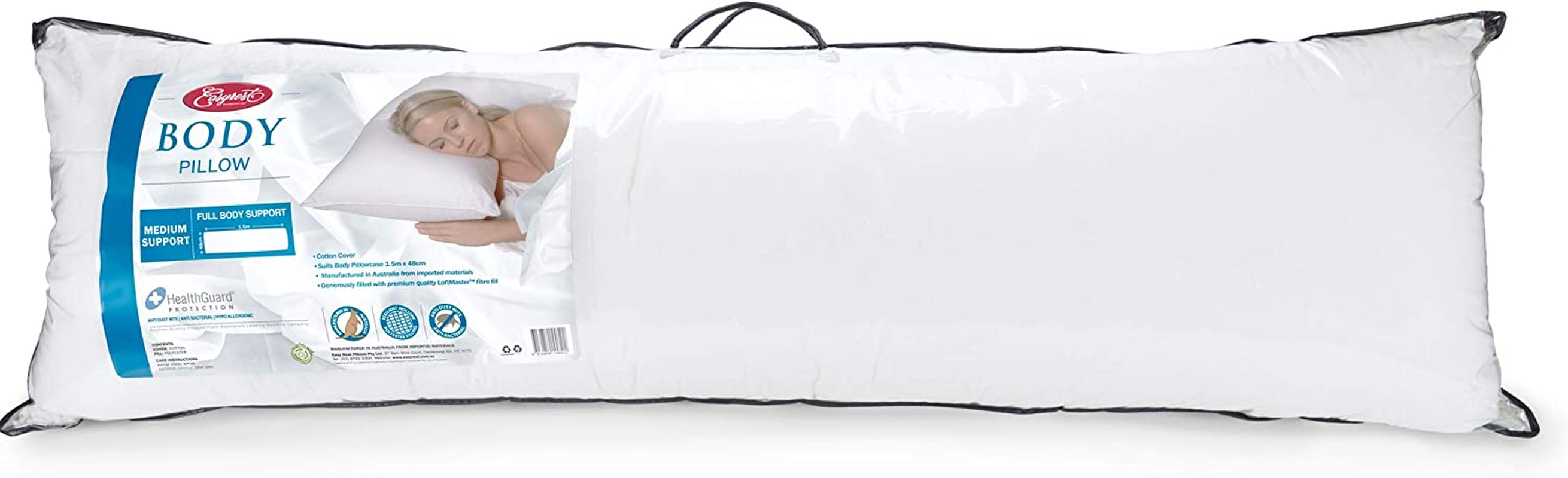 Easy Rest Body Pillow, Long Full Body Support Pillow 150 X 50 Cm with White Pillowcase, Maternity and Side Sleeper Pillow, Compatible with Long Bed and Pregnancy Use