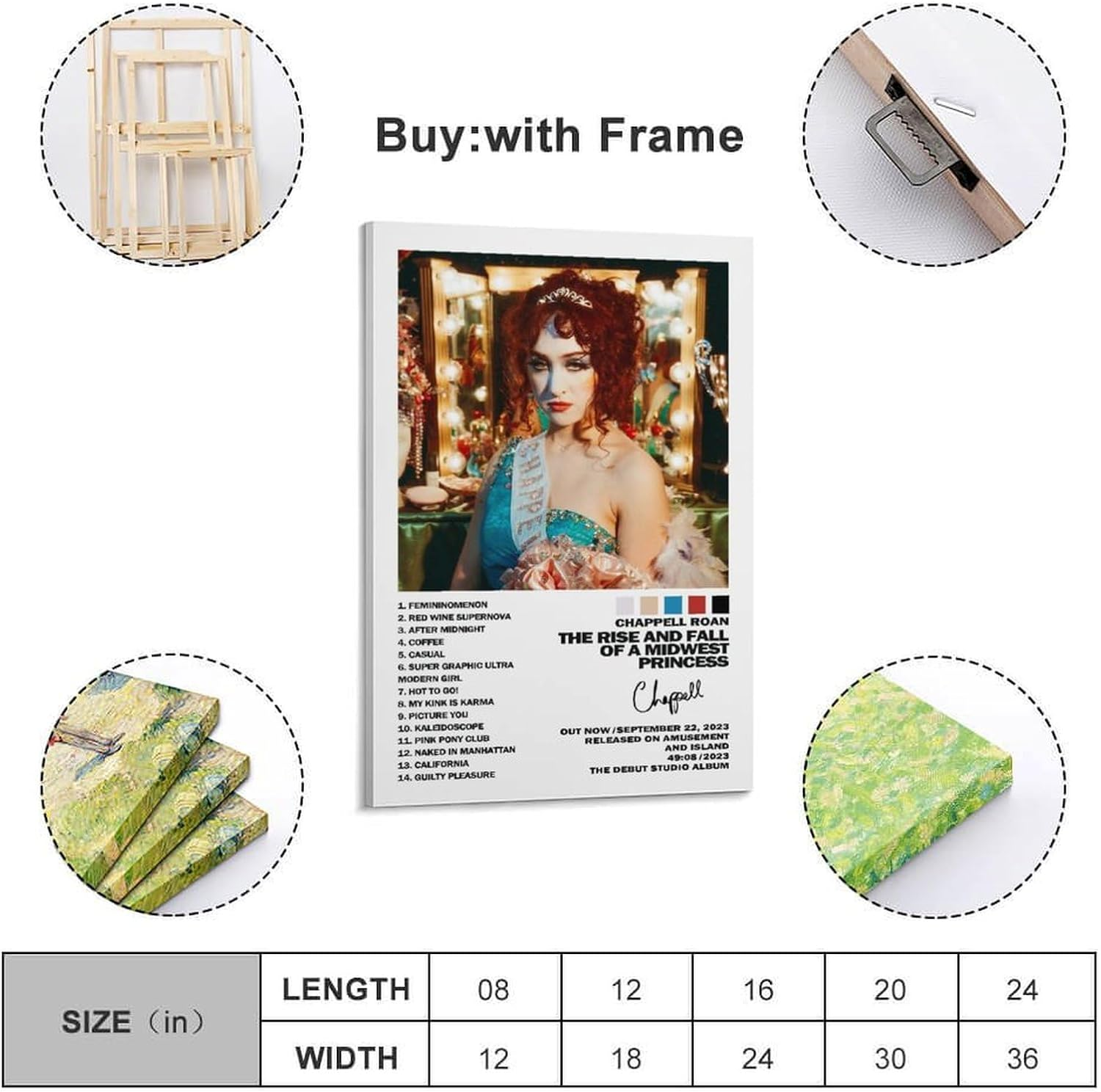 Art Chappell Canvas Album Poster Roan Music Poster Canvas Painting Wall Art Picture Home Decor Print for Bedroom Living Room Dorm Study Bar Office 24X36Inch(60X90Cm) image number 4