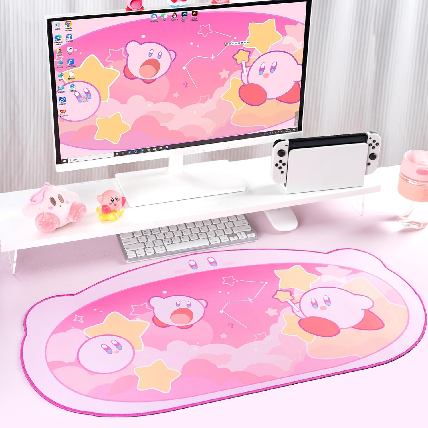 YOCORE Kirby Mouse Pad Large Cute Gaming Mouse Pad,Non-Slip Base Long Office Desk Mat,Durable Large Extended Keyboard Mouse Pad with Stitched Edges for Girl Gaming-Xzay image number 6