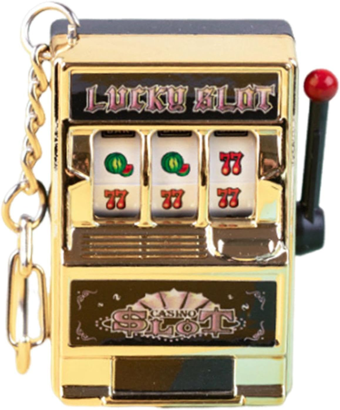 Mini Slot Machine Toy Mini Arcade Game Toy Birthday Keychain Fruit Machine Slot Pendant Party Decoration for Boys Girls Women , Golden image number 3