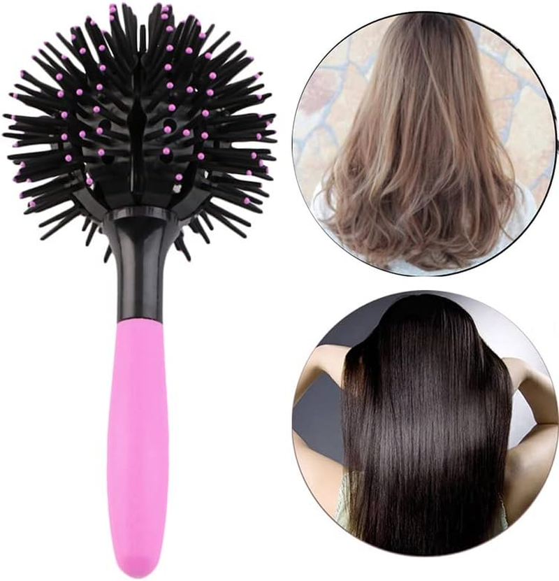 3D Spherical Hair Curling Brush, 360&deg; Styling Comb for Thick Curly Hair, Wet and Dry Hair Use, Detangling and Volumizing Brush