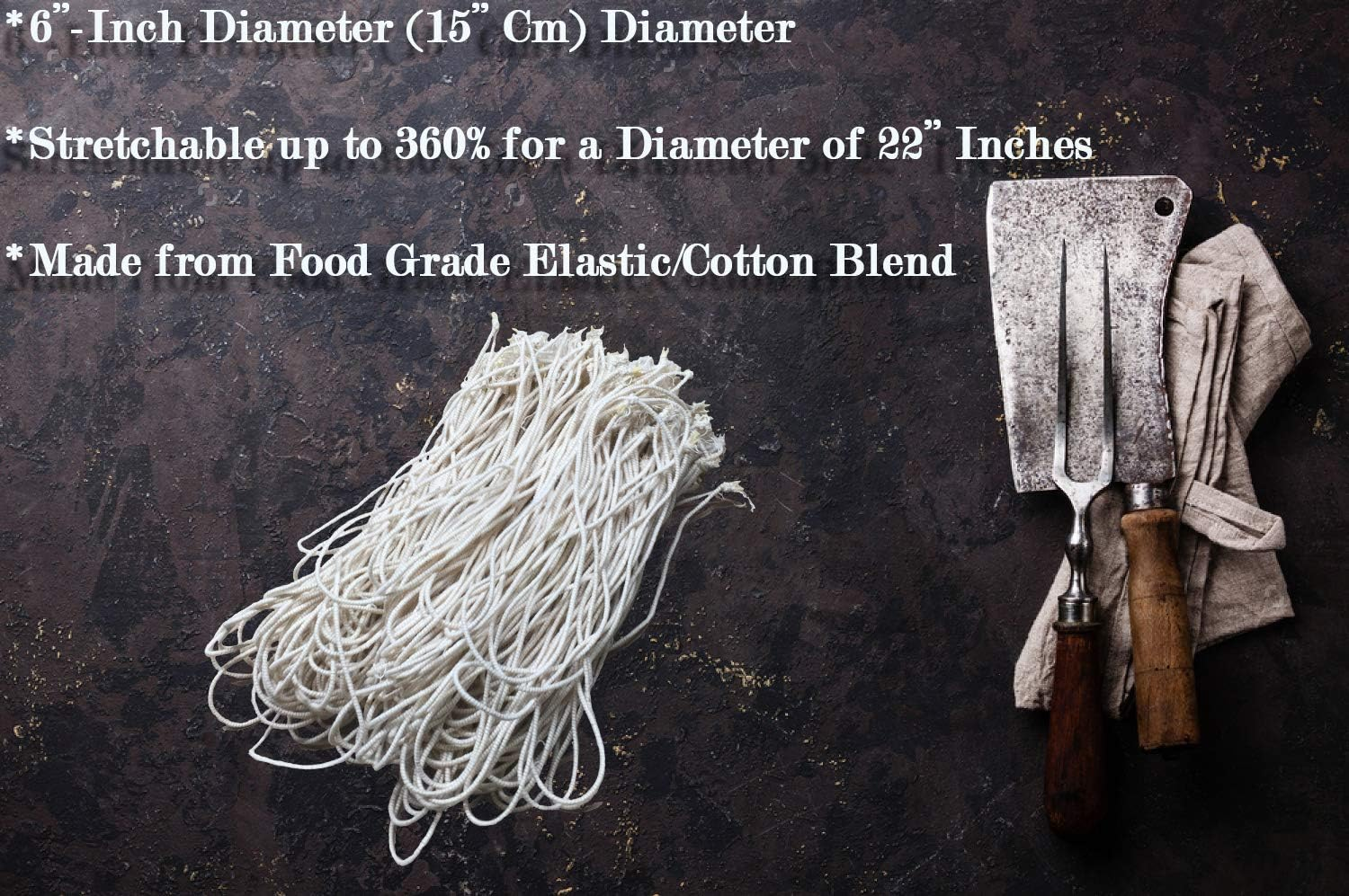 Rotisserie Elastic and Cotton Blend - Stretchy Twine - Food Grade - Heat Safe - Cooking Ties - Poultry Loops - 50 Pack image number 4
