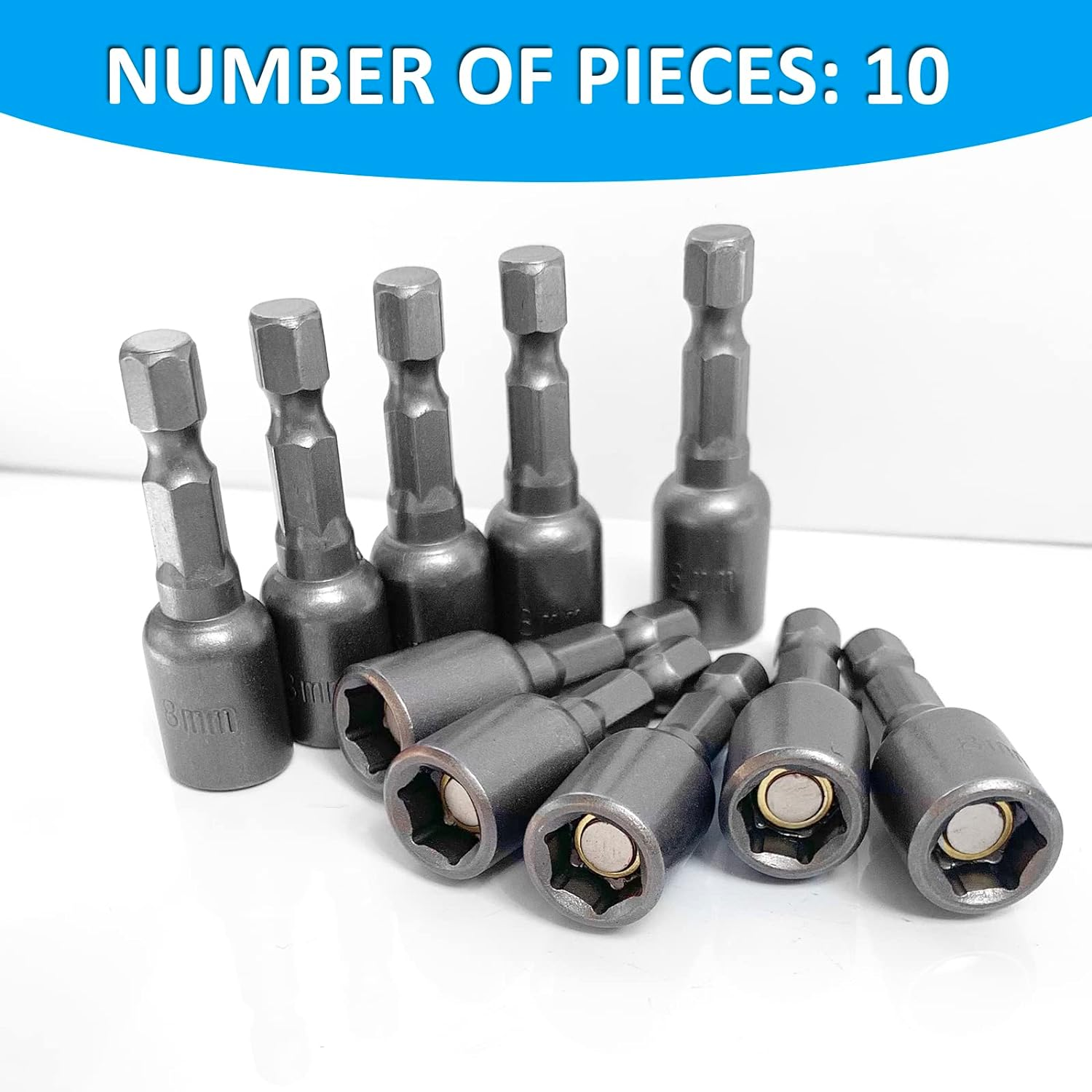 5/16'' Nut Driver Bit Sets 10PCS, 5/16 Inch Nut Driver Hex Shank Quick Change Socket Nut Impact Driver Adapter Alloy Steel