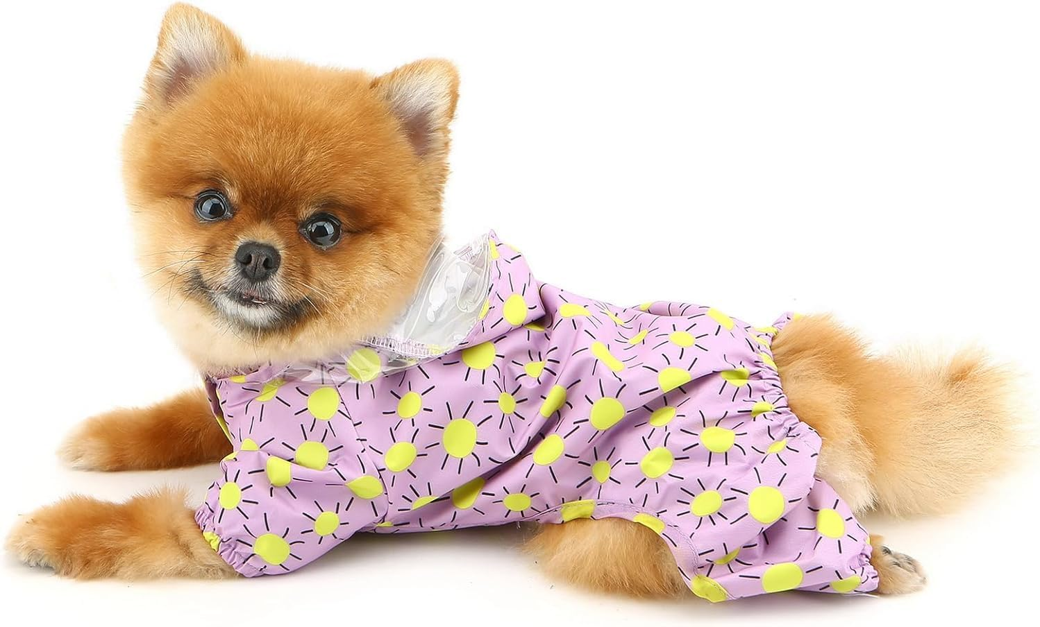 Cute Cartoon Waterproof Dog Raincoats for Small Dogs with Clear Hood and Leash D-Ring Lightweight Pet Rain Jacket Puppy Poncho Clothes (Purple;, XL) image number 4