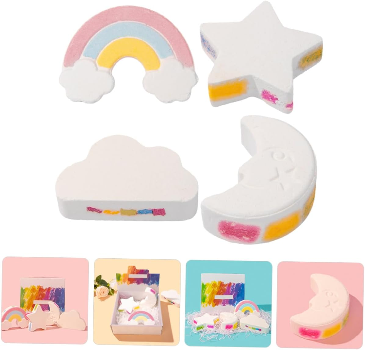 Baluue 4Pcs Rainbow Fragrant Bathing Salt for Relaxation and Skin Nourishment for Mom Friends Yourself image number 2