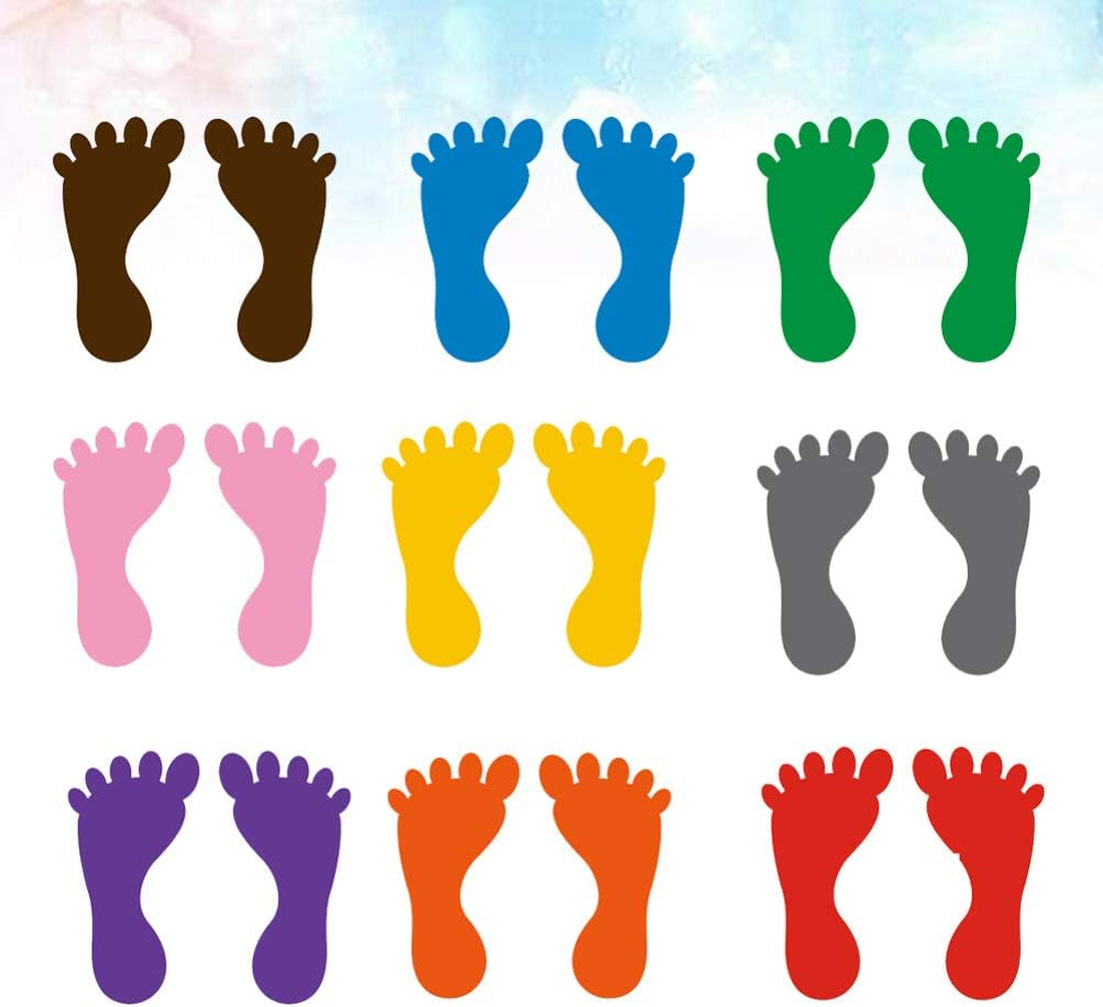 NUOBESTY Footprint Floor Stickers Waterproof Kids Foot Stickers 9 Pairs Self-Adhesive PVC Decals for Kindergarten Bathroom Bathtub Anti-Slip Safety Decoration image number 6