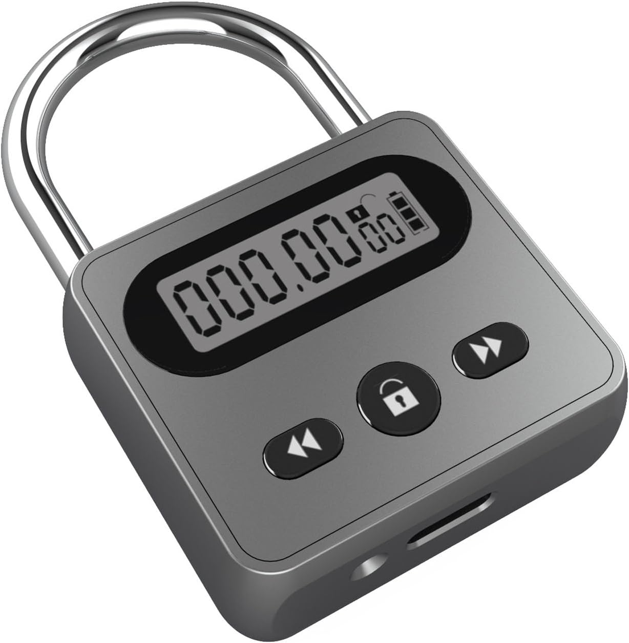 Meichoon Metal Timer Lock Stainless Steel Multi-Function Intelligent Padlock Backlit Display 999 Hours Max Timing for Preventing Addiction and Bad Habits Silver - Bronze image number 6