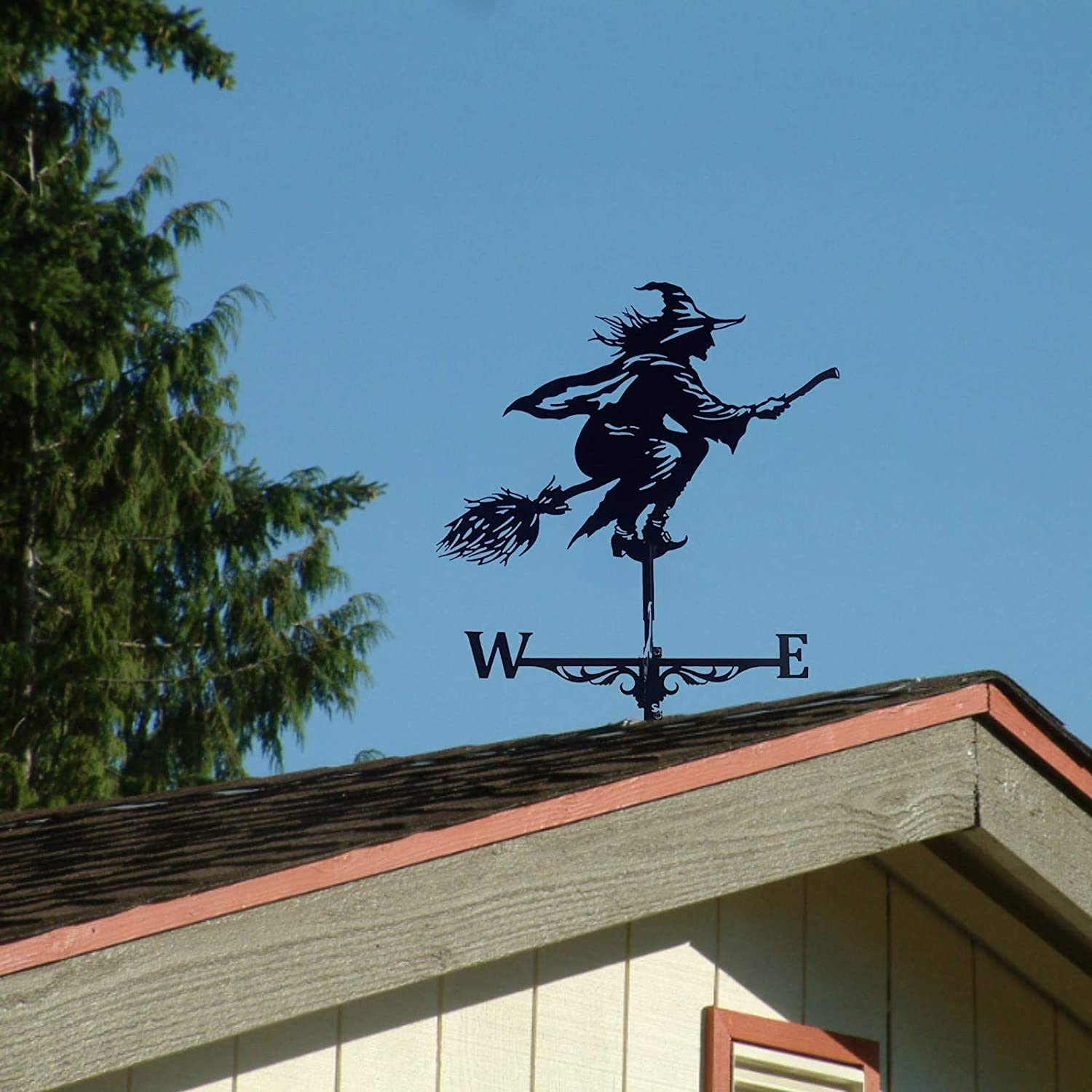 Alnicov Witch Metal Weathervane,Stainless Steel Weather Vane with Roof Mount Roof Garden Decorations for Outdoor Farm Yard Garden Gazebo image number 2