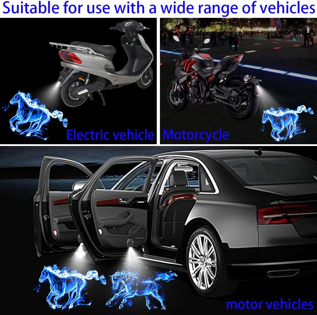 2 Pcs Car Door Projector Lights,Car Door Lights Logo Projector,Welcome Courtesy Ghost Shadow Lamp,Car Door Welcome Lights Fit for All Car Models(Blue) image number 4