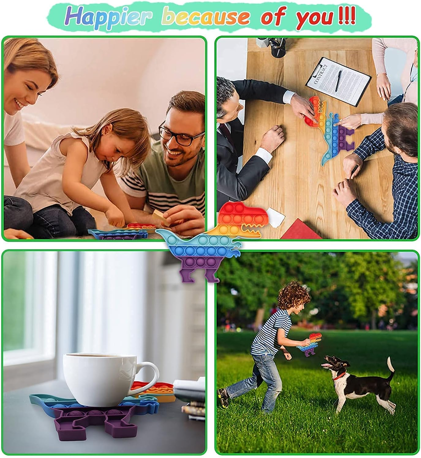 Push Pop Pop Bubble Sensory Fidget Toy, Squeeze Sensory Toy,Silicone Stress Reliever Toy,Autism Special Needs Stress Reliever,For Family,Kids,Students,And Friends (Dinosaur New) image number 4