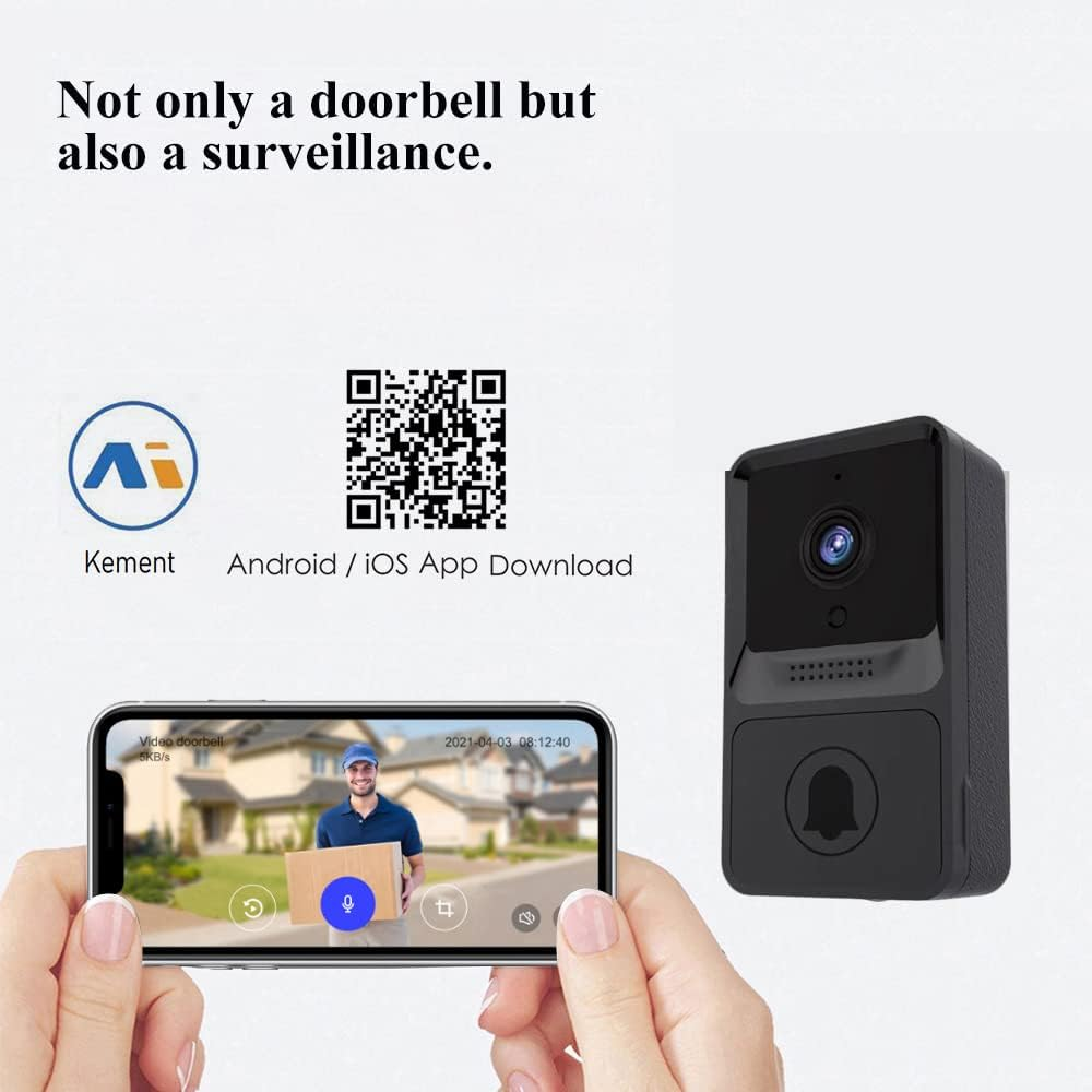 Domary 1080P High Resolution Visual Smart Security Doorbell Camera Wireless Video Doorbell with IR Night Vision 2-Way Audio Real-Time Monitoring image number 5