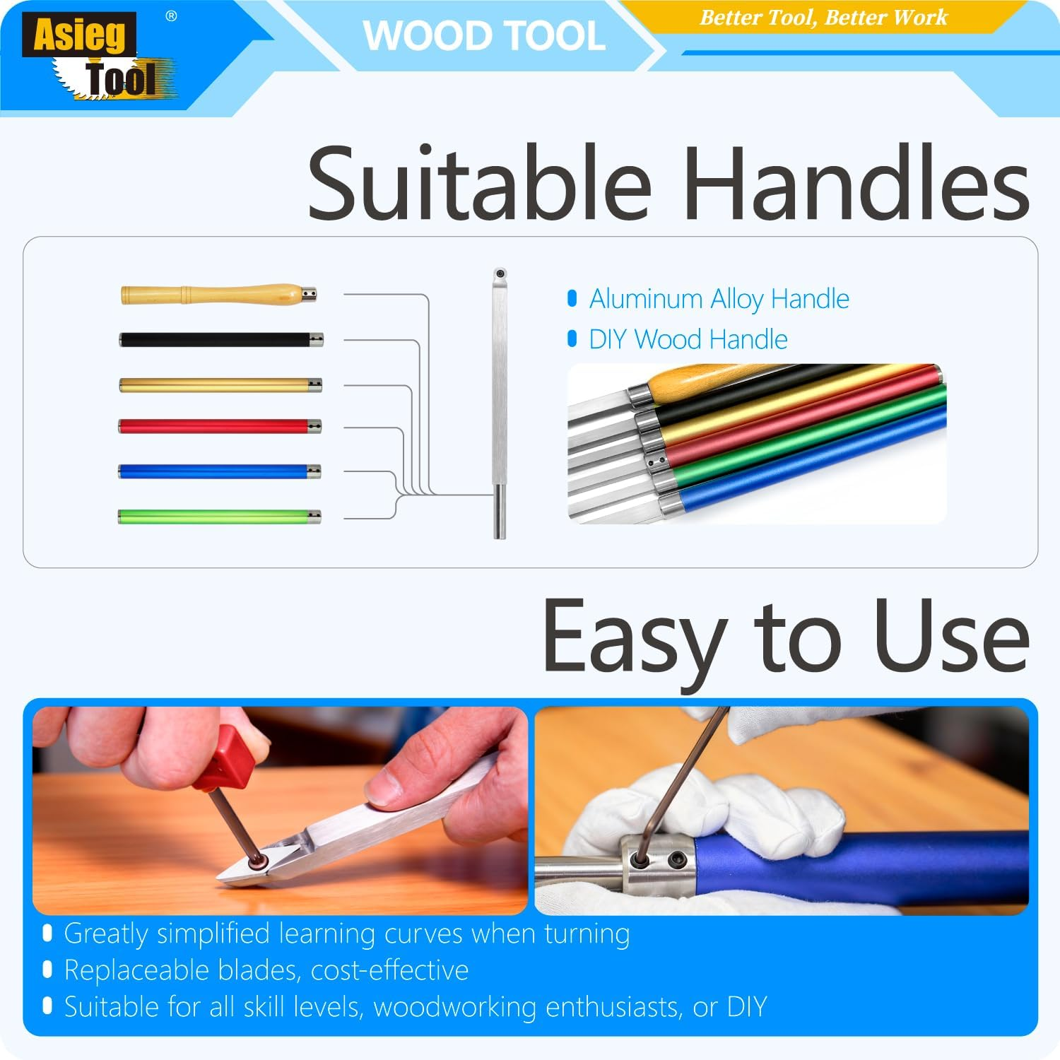 10 Inches Wood Turning Tool Carbide Tipped Lathe Chisel Finisher Tool Bar with Ci3 12Mm round Carbide Insert Cutter for Wood Hobbyist or DIY or Carpenter,Handle Not Include image number 5