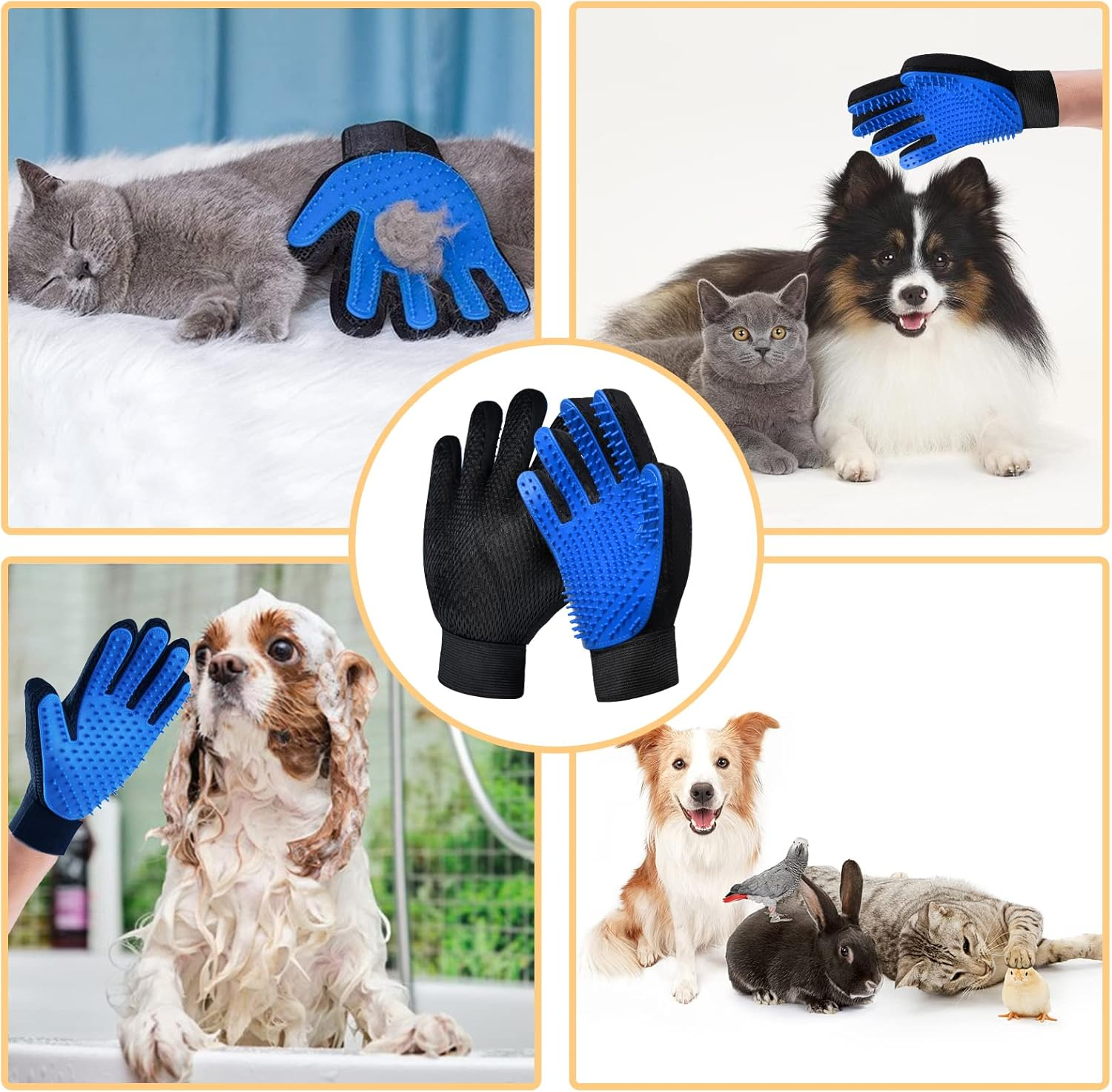GJEASE Cat Grooming Glove Brush,Pet Hair Remover Tool,Reusable Dog Hair Fur Remover for Carpet,Furniture,Couch,Clothes,Eco-Friendly and High Efficiency image number 4