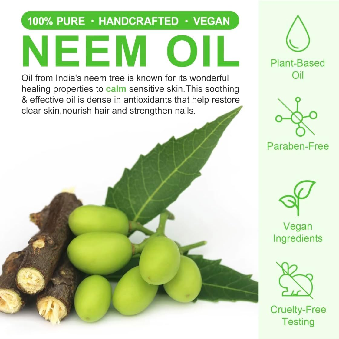 Neem Oil &ndash; Cold-Pressed Botanical Oil for Hair, Scalp & Skin &ndash; Natural, Vegan, Hexane-Free &ndash; 60Ml image number 5
