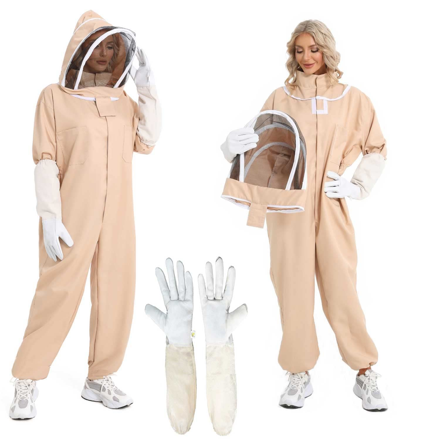 ANDES Jacket with Sheepskin Gloves & Ventilated Veil Protect Hood &Protection Professional Beekeeper Suit Outfit Total Apply to Men and Women Professional and Beginner (XL) image number 5