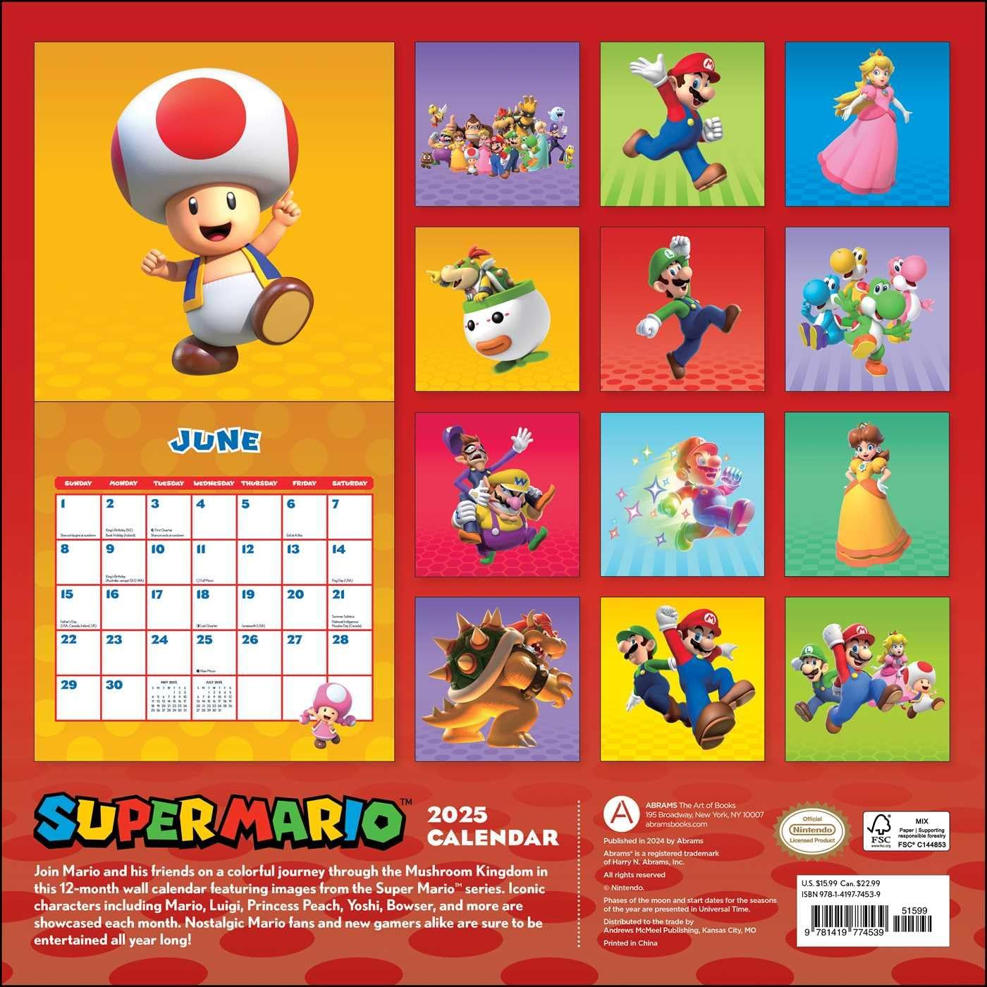 Super Mario 2025 Wall Calendar image number 3