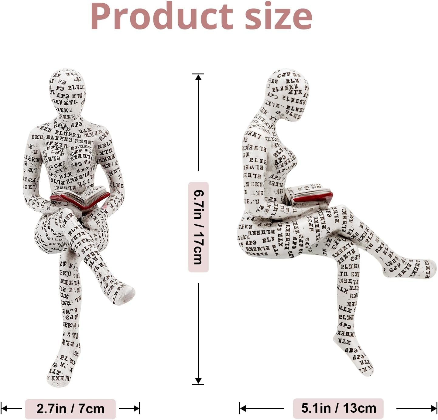 Puthiac Living Room Shelf Decor - Reading Woman Figurine Sculpture Thinker Statue - Modern Abstract Home Decor for Living Room, Office, Bedroom - Elegant and Aesthetic Decoration Statue 05 image number 5