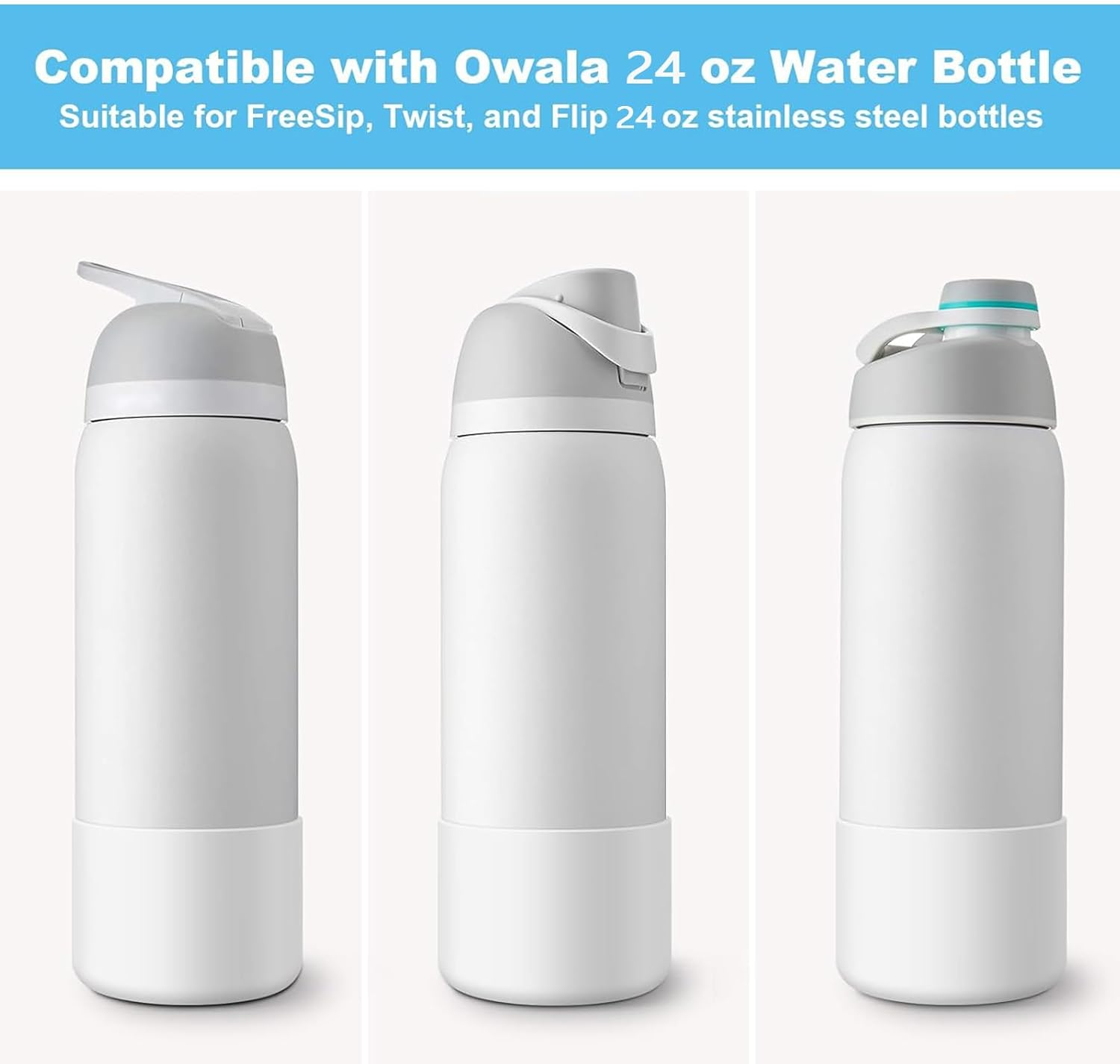 2 PCS Silicone Water Bottle Boot for Owala Freesip 24 Oz, Anti-Slip Protective Sleeve Bottom Bumper Protector for Twist and Flip Stainless Steel Water Bottles image number 5
