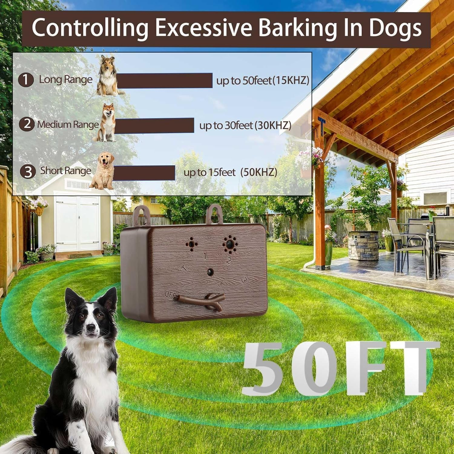 Anti Barking Device for Dogs, 50 FT Ultrasonic Dog Barking Device, 4 Modes Ultrasonic Dog Bark Control, Dog Barking Deterrent Devices, Indoor and Outdoor Use for Dog Training image number 5