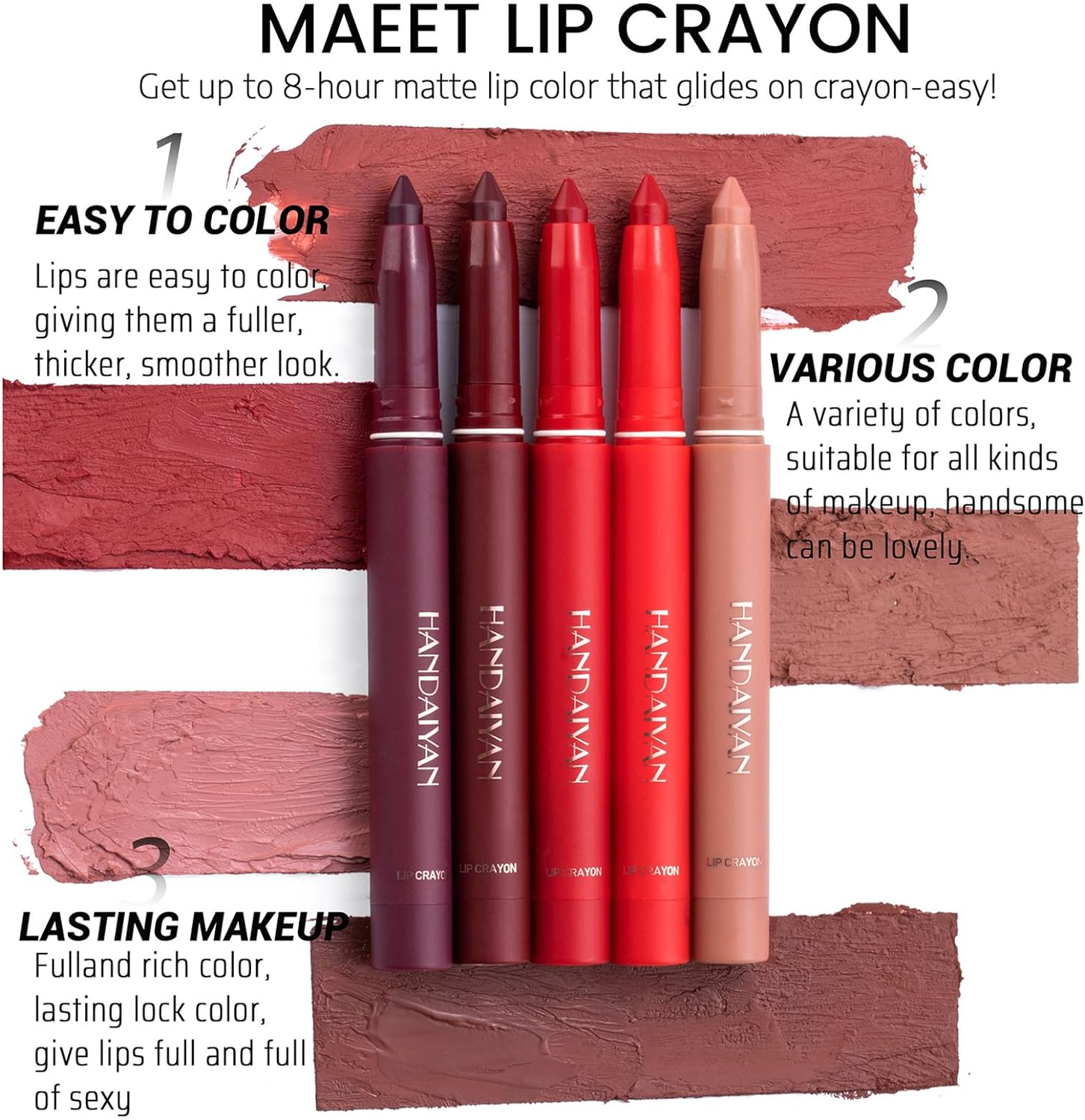 Roseflower 12 Colors Lipsticks Set, Non-Stick Cup Lipstick Lip Liner Set, Matte Velvet Nude Lipstick Pen with Pencil Sharpener Automatic Lip Liner Set Lip Makeup Set for Women