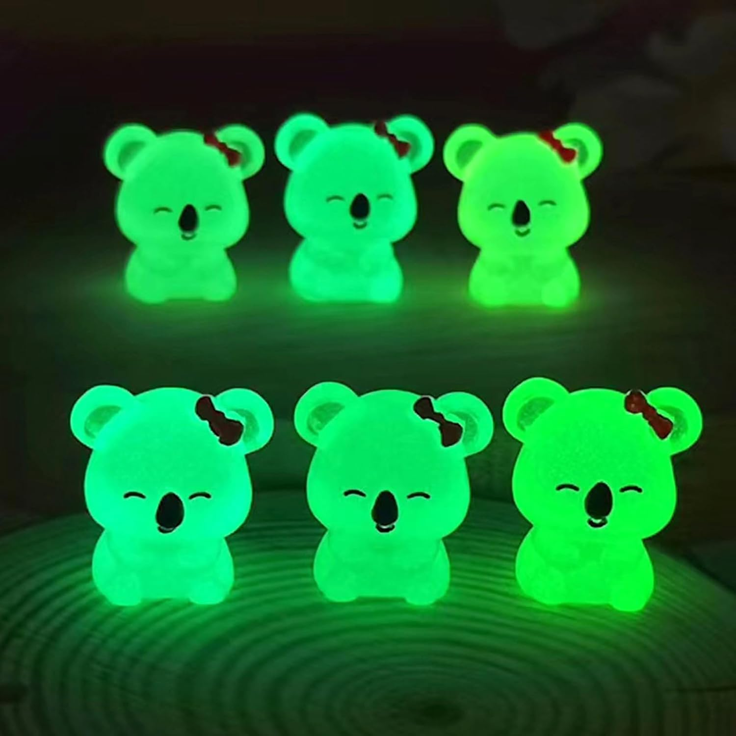 24PCS Mini Resin Koala Figurines Glow in the Dark Tiny Resin Animals Cute Mini Koala for Home Garden Dollhouse Ornament Cake Toppers Birthday Party Favors Gifts
