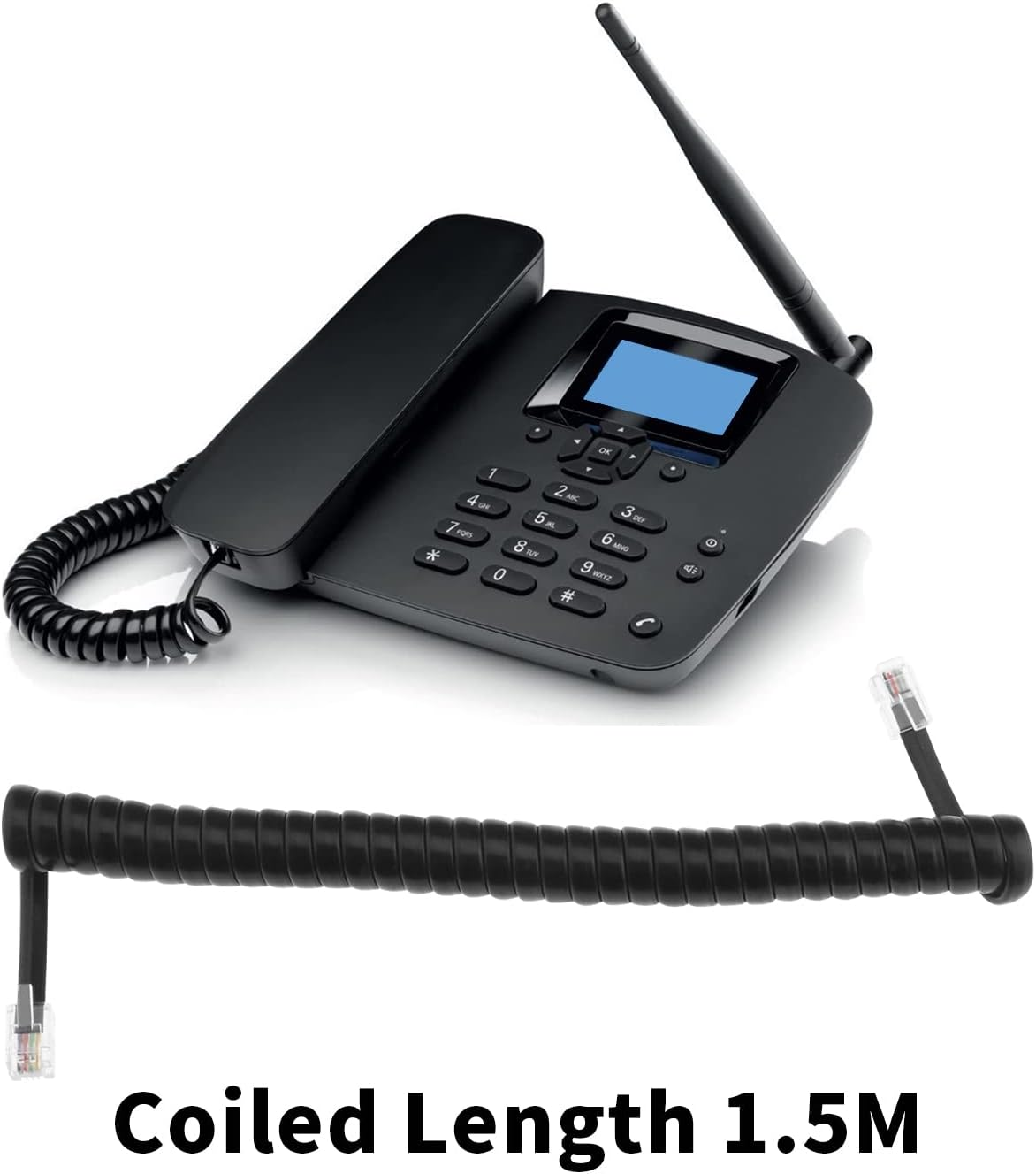 SING F LTD 4Pcs Phone Handset Cord Replacement Black Coiled Telephone Phone Handset Cable PVC Telephone Accessories 1.5 Meters Black image number 3