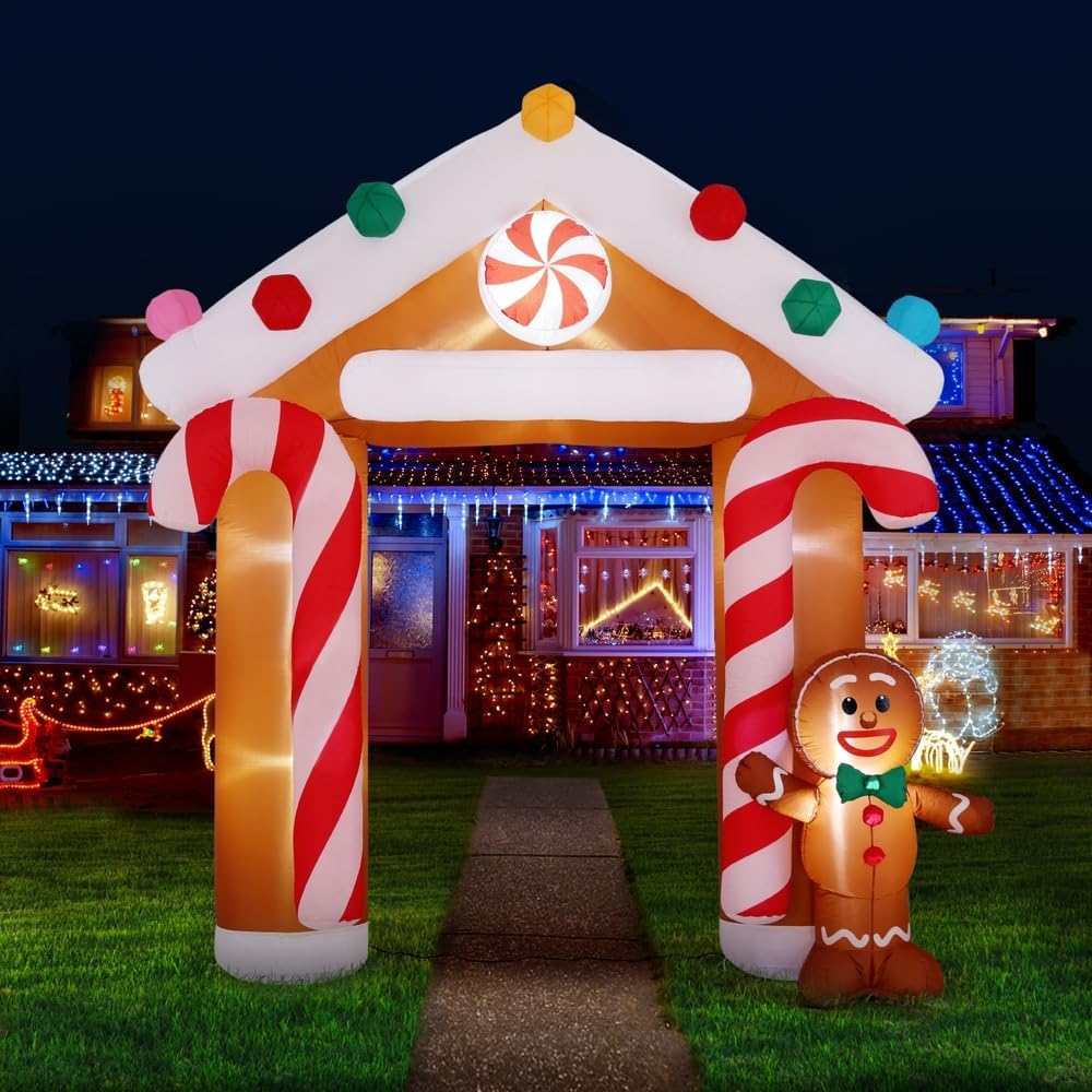 Jingle Jollys Christmas Inflatable Archwary Ginger 2.8M Illuminated Decorations image number 4