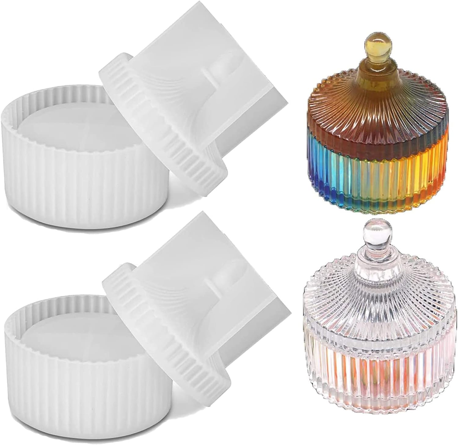 2 X Box Resin Mould, Silicone, Storage Rresin Glass Mould with Lid, Jewellery Box, Silicone Moulds for Resin, DIY round Strips, Resin Moulds image number 4