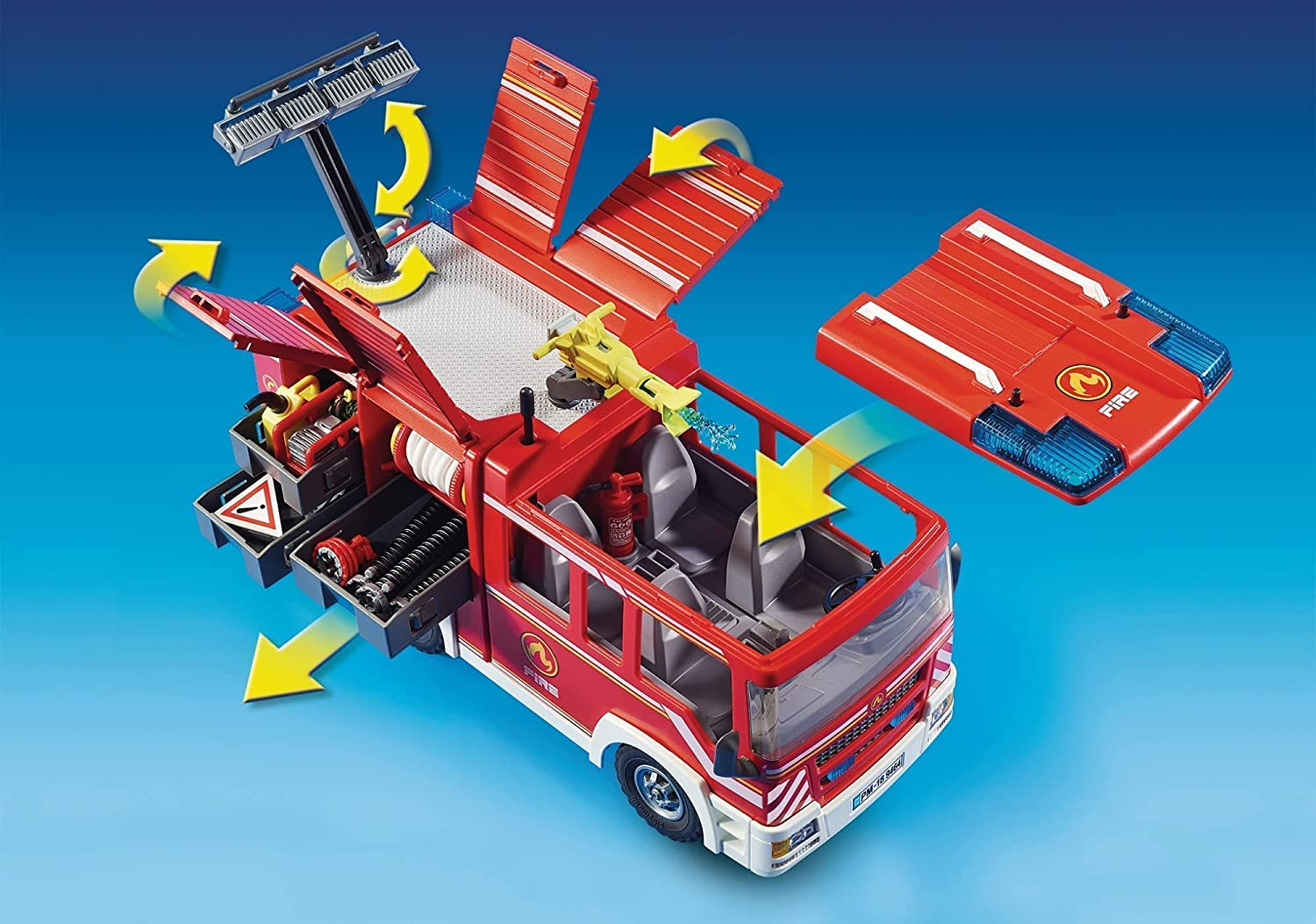 Playmobil Fire Engine Playset &ndash; Rescue Vehicle Toy with Firefighter Figures & Accessories for Kids Age 4+ image number 6