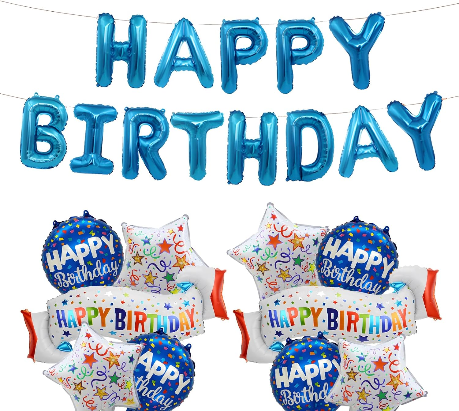 Birthday Decoration Set Colorful Happy Birthday Banner Balloon for Girls Boys Kids & Adults Birthday Decorations and Party Supplies (Birthday E) image number 5