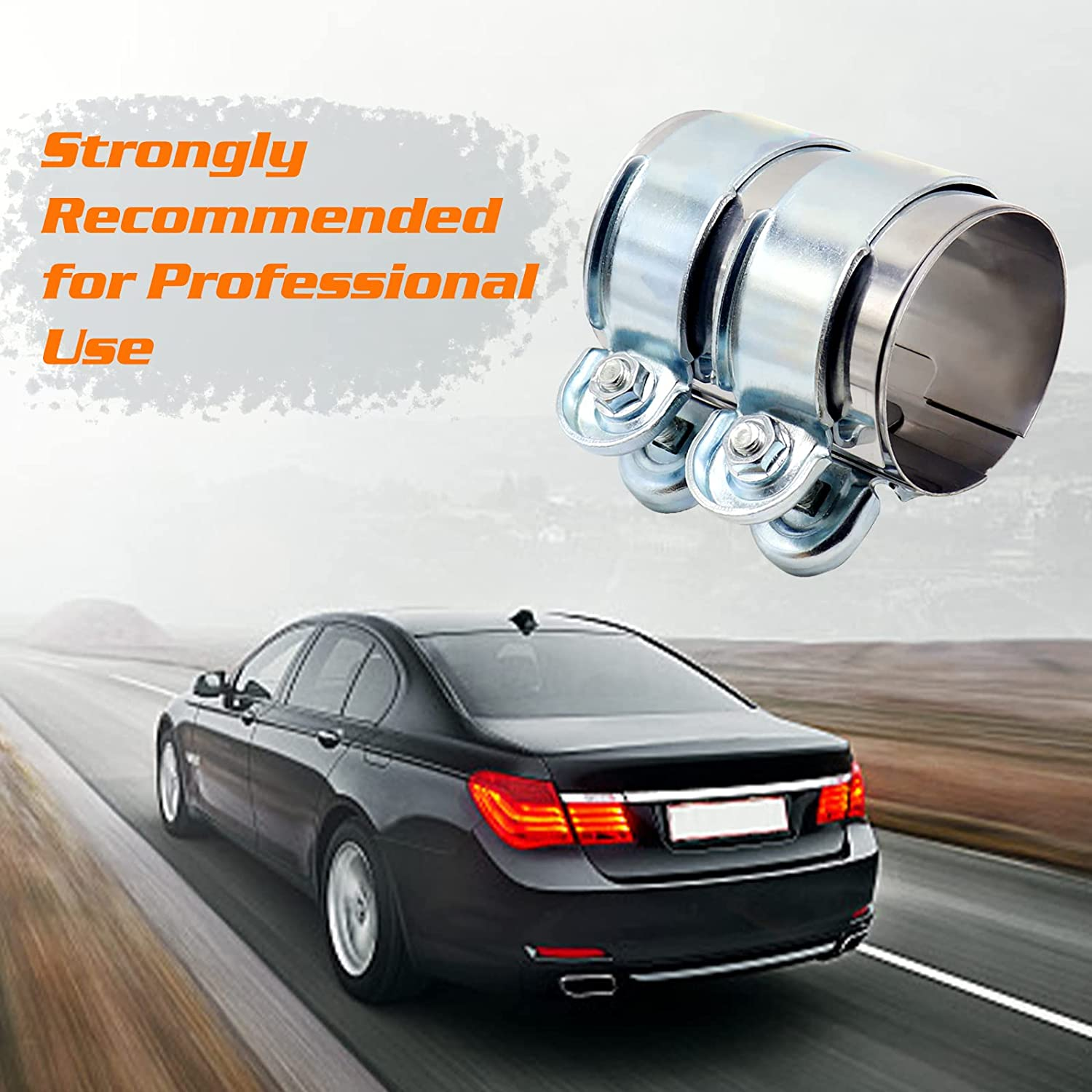 Exhaust Clamp Worthplanet Car Exhaust Pipe Clip Tail Throat Hoop Exhaust Pipe Clamp Universal Stainless Steel Turbo Exhaust Band Clamp Muffler Pipe Connector for Car Exhaust Systems W120059 (2.5In) image number 4