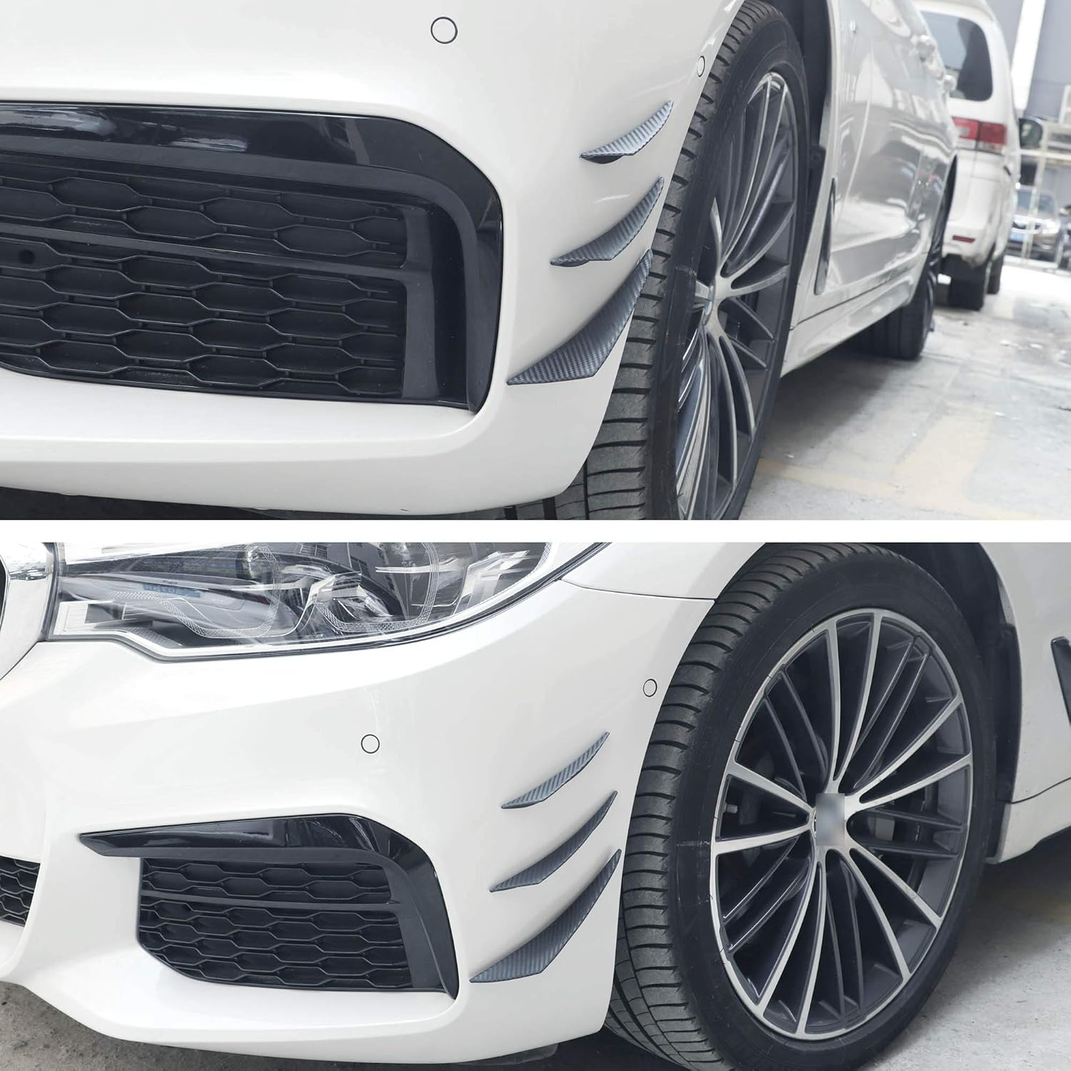 TOMALL 6Pcs Universal Car Front Bumper Lip Splitter Carbon Fiber Exterior Rubber Fins Spoiler Canards Kit for Car Body Auto Anti-Collision Strip Decoration Accessories Stickers for Car (Carbon Fiber)