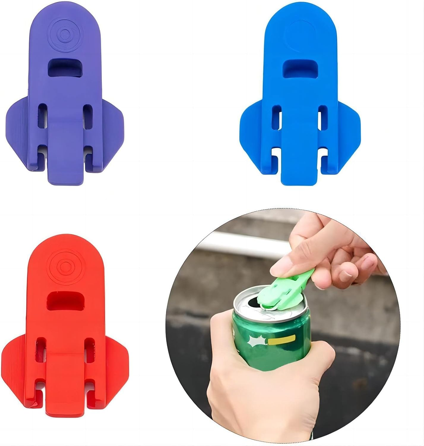 Tongke Manual Can Opener 6 Pcs Colorful Easy Reusable Can Opener Beverage Can Cover Shields Tab for Pop Coke Beer Soda Drink image number 3