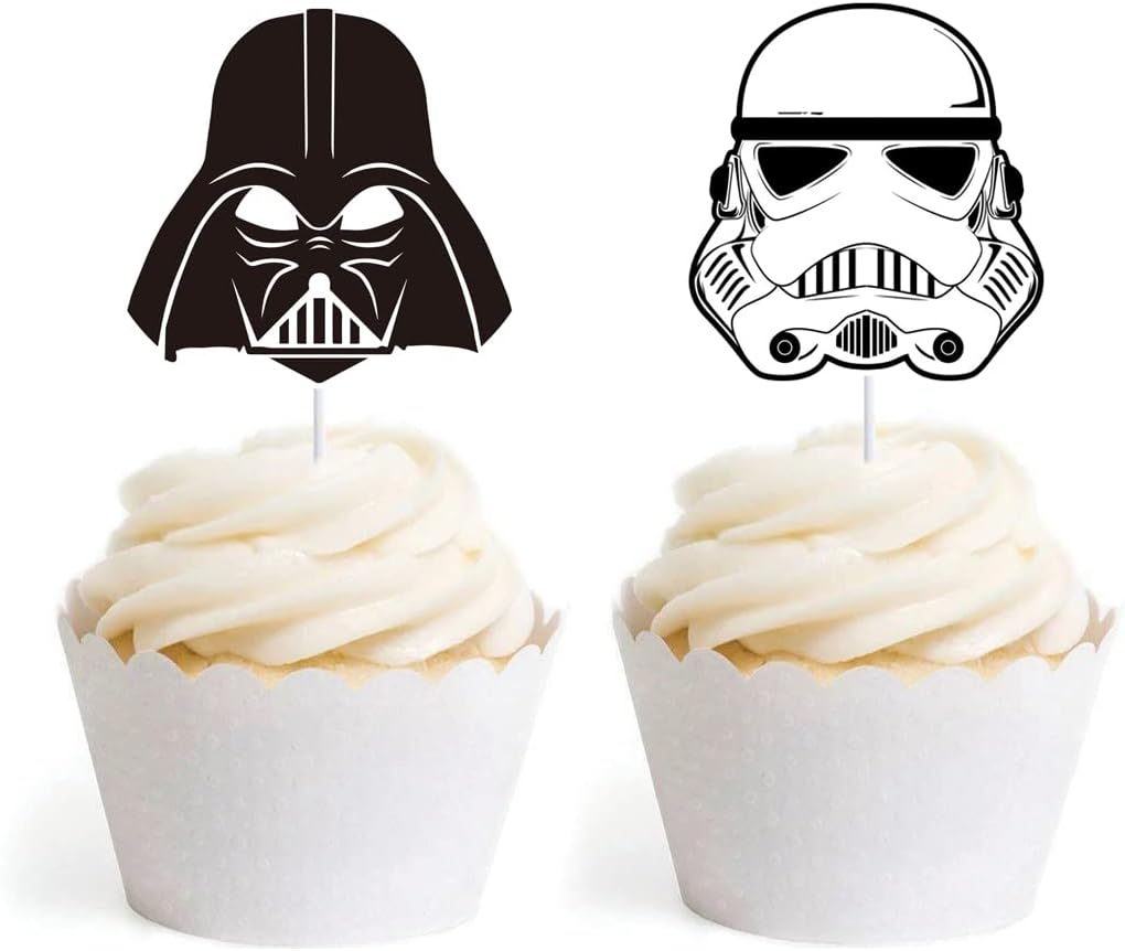 25 Darth Vader Cake Topper Cupcake Toppers Cake Decorations Set for Star Wars Birthday Party Supplies Decorations image number 3