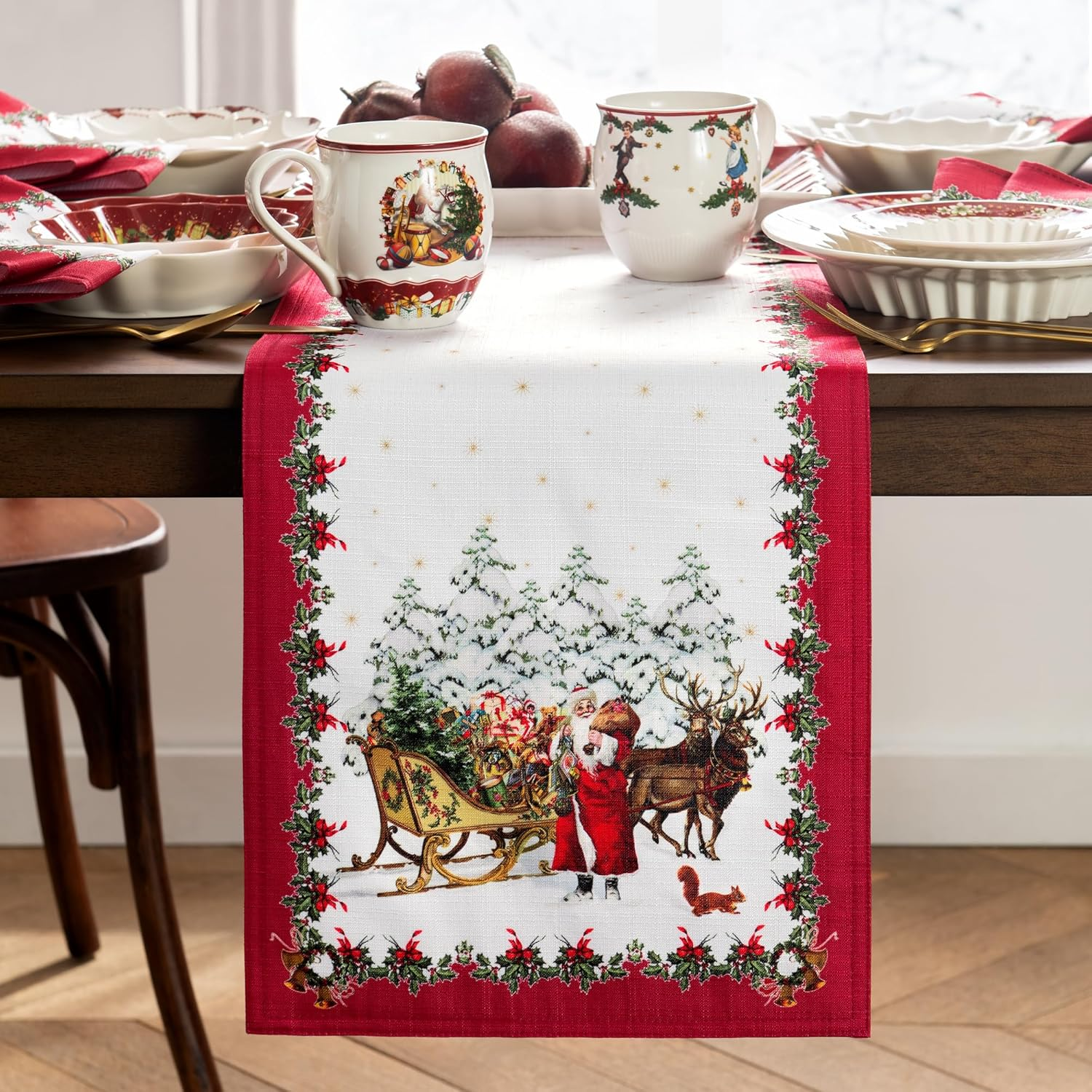 Elrene Home Fashions Villeroy & Boch Toy'S Fantasy Holiday Engineered Table Runner, 13"X70", Multi