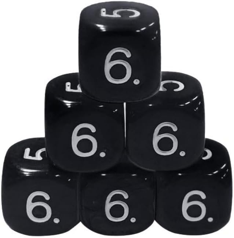 20Pcs Black 6 Sided Number Dice, round Corner Polyhedral Dice, Polyhedral Dice Role Playing Dice for Numeral Teaching Board Games, Table Games Role Playing Dice Black Dice（16Mm ） image number 3