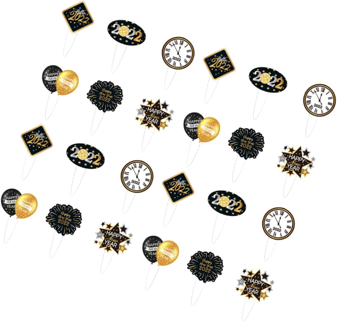 Jojofuny 24Pcs Year Cake Insert Dessert Toppers Year Decorations for Birthday Party Supplies