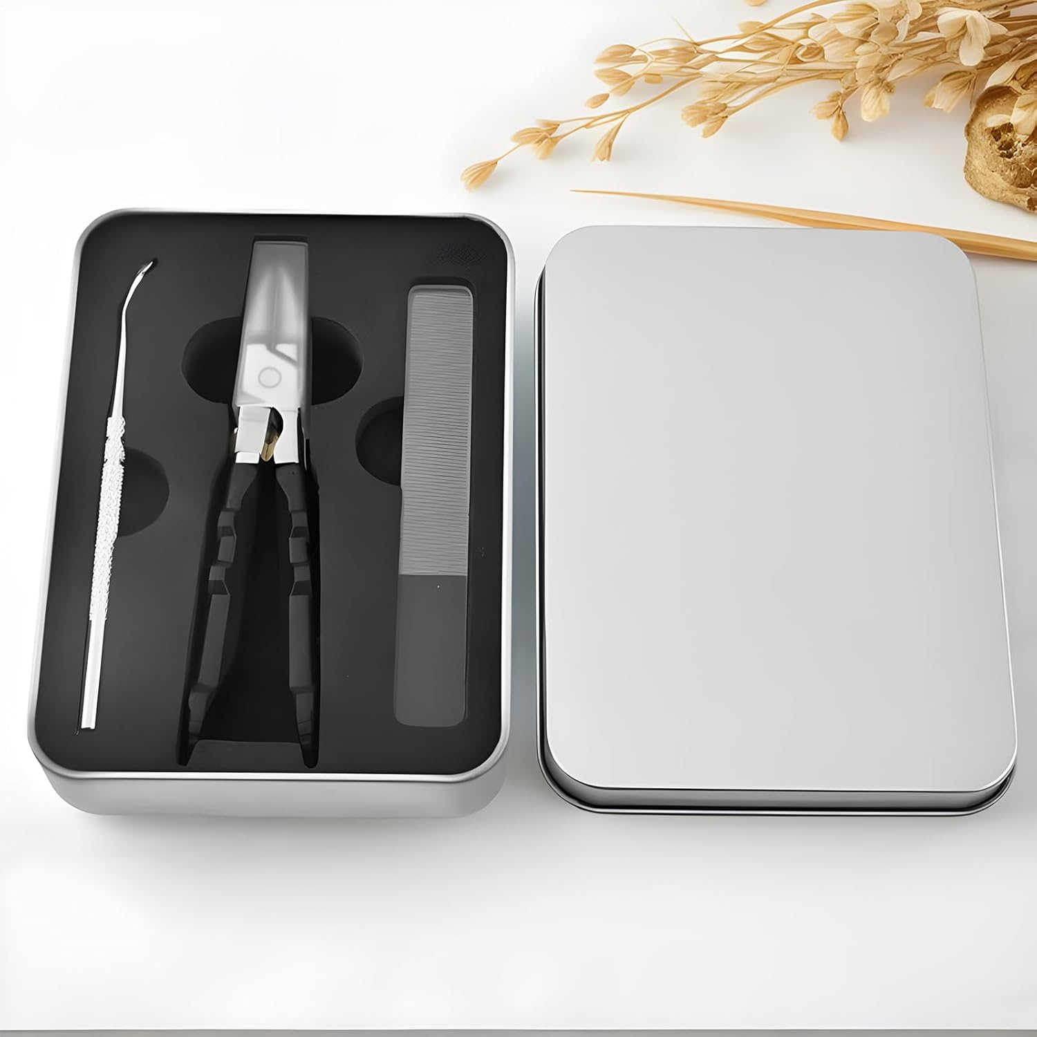 Oblique Nail Clippers - Slant Edge Nail Clippers - Stainless Steel Trimmers Wide Jaw Anti-Splash with File for Fingernail Feet Grooming Manicure Pedicure Seniors Men image number 2