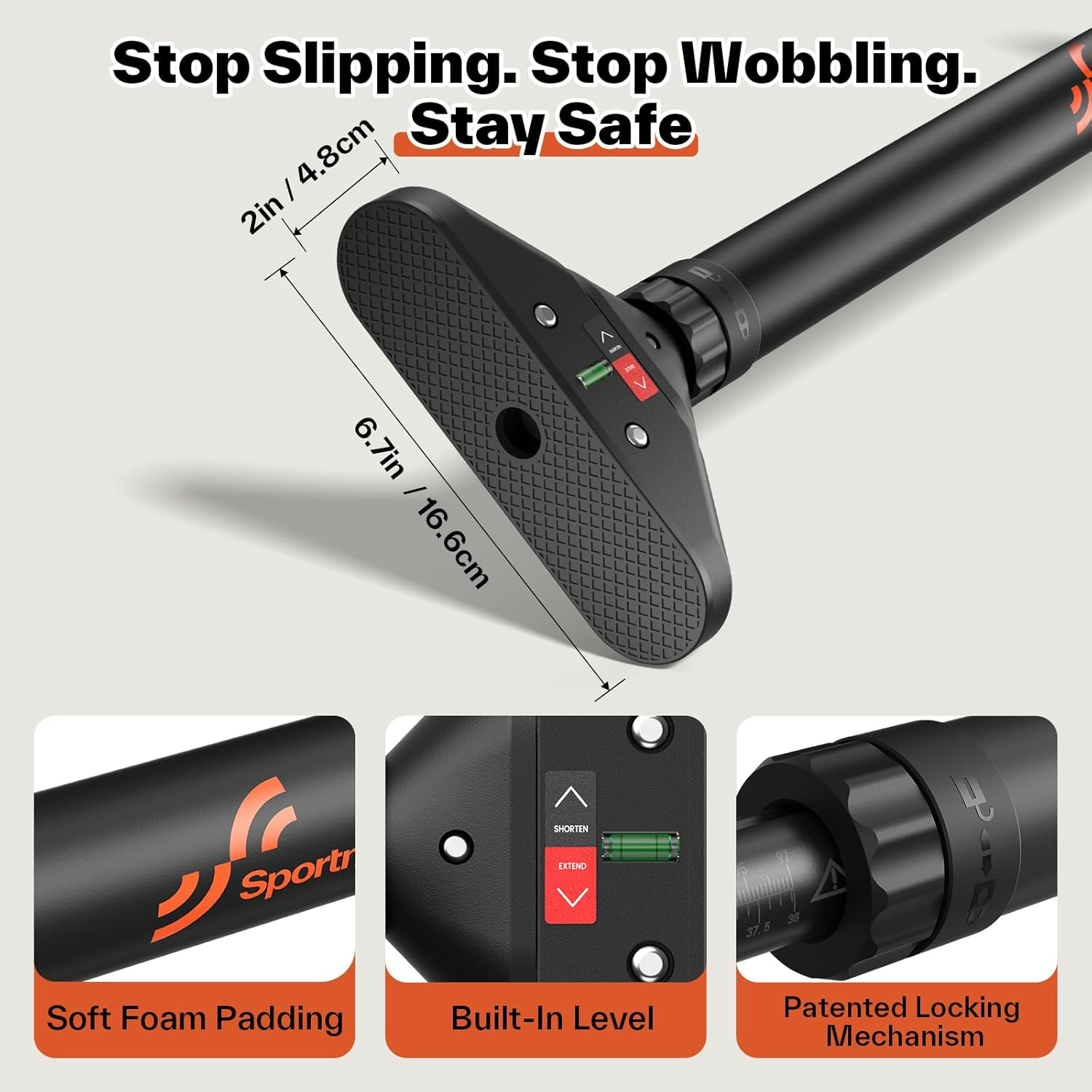 Sportneer Pull up Bar: Strength Training Chin up Bar without Screws - Adjustable 75-94Cm Width Locking Mechanism Pull-Up Bar for Doorway - Max Load 200Kg for Home Gym Upper Body Workout Non-Slip