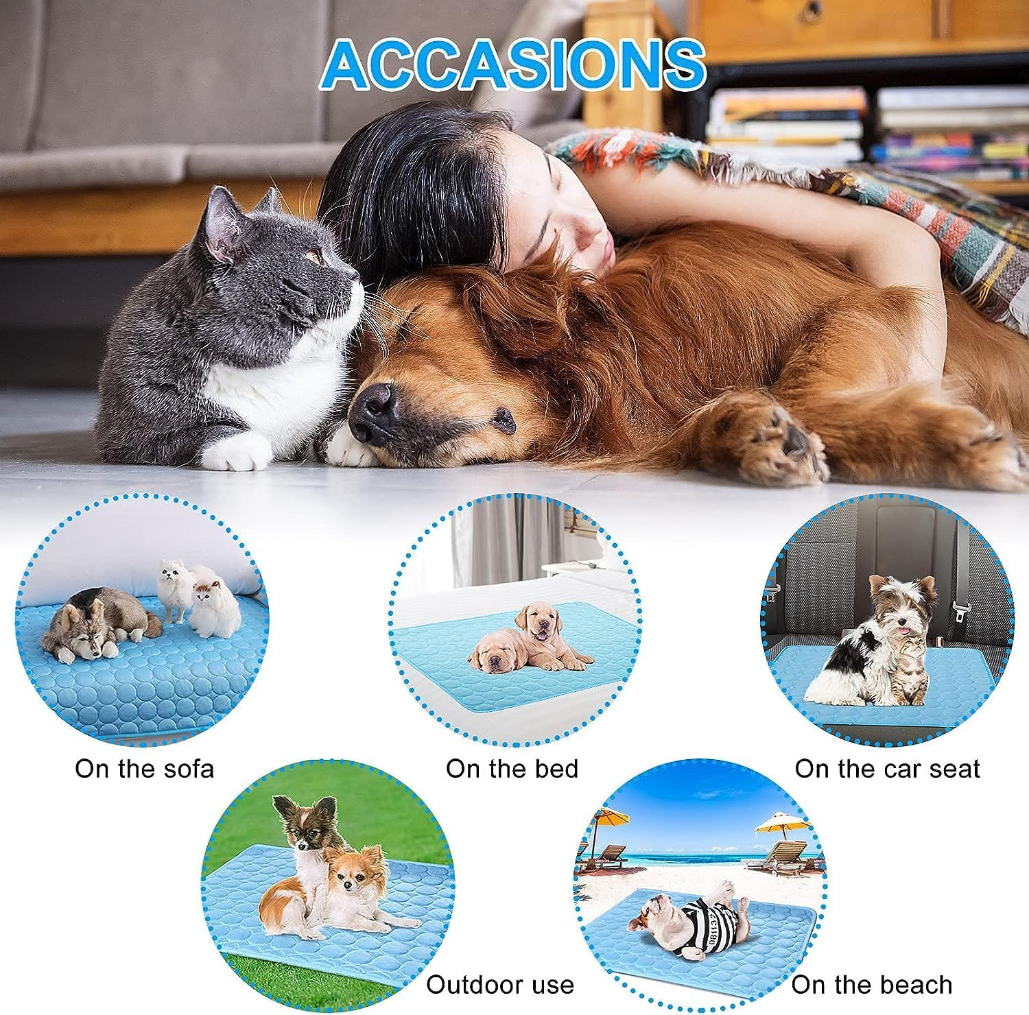 Dog Cooling Mat, Extra Large Pet Cooling Pads for Dogs, Summer Cooling Bed for Cats, Portable Pet Cooling Cushion for Home or Outdoor(Blue,Xl) image number 5